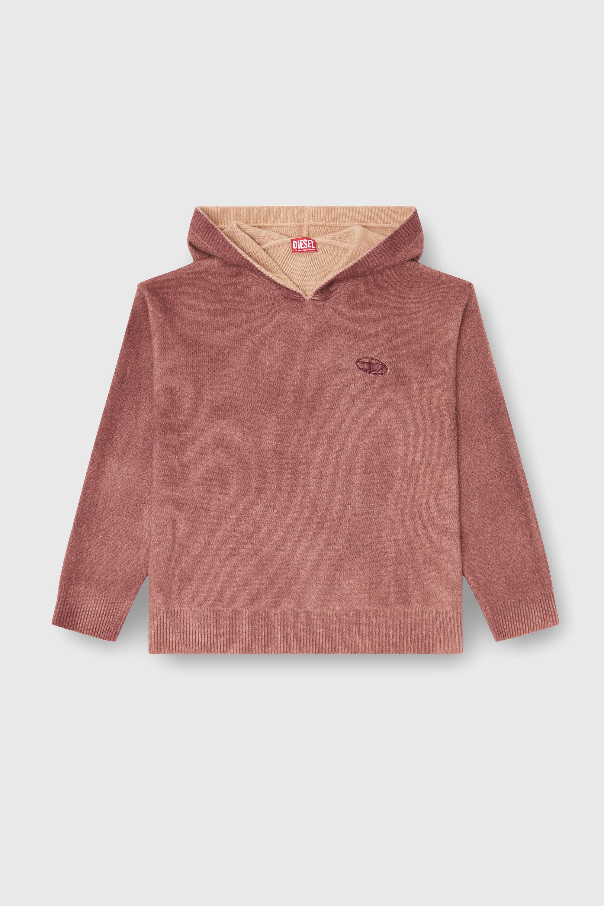 Diesel - K-PICKLED, Hoodie doppia tintura in maglia misto lana Uomo in Rosso - 2