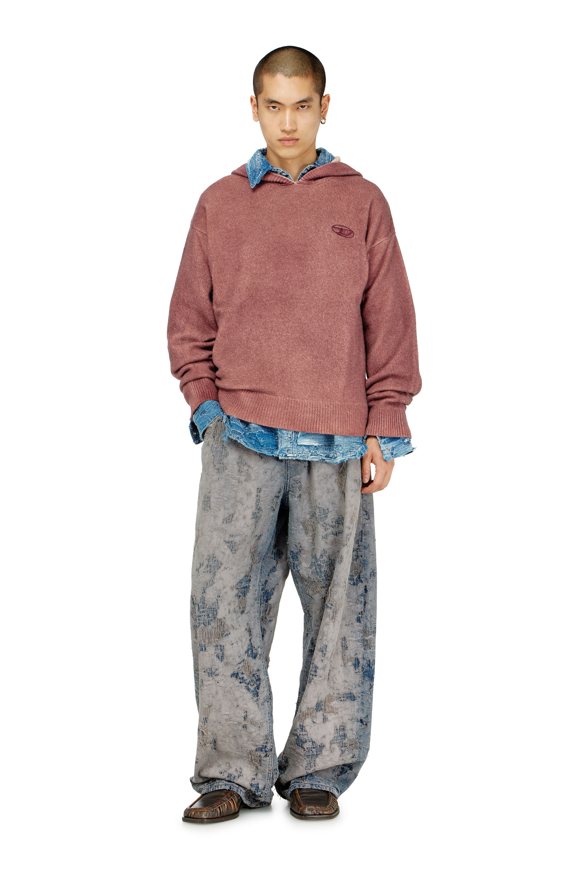 Diesel - K-PICKLED, Hoodie doppia tintura in maglia misto lana Uomo in ToBeDefined - 1