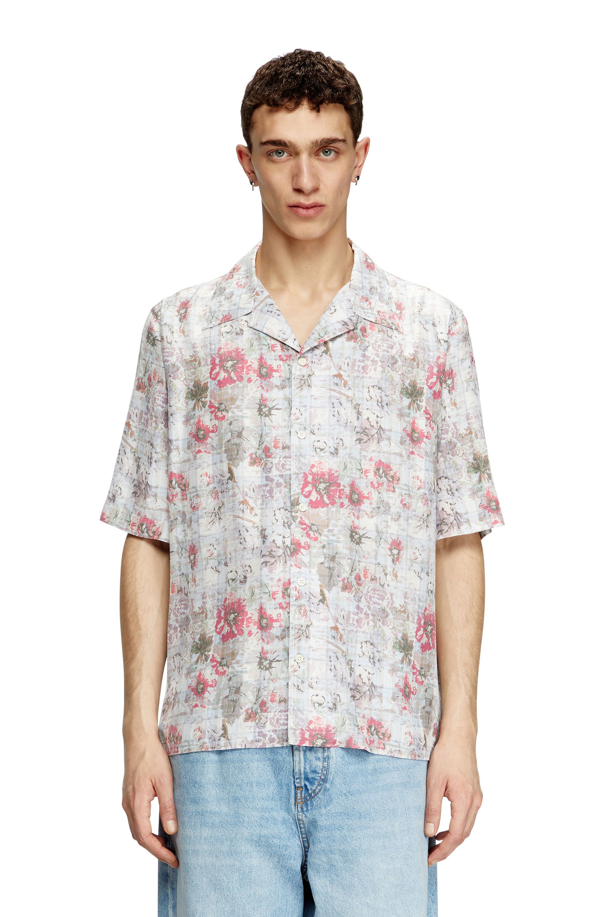 Diesel - S-LEYS, Camicia bowling con stampa floreale Uomo in Multicolor - 1