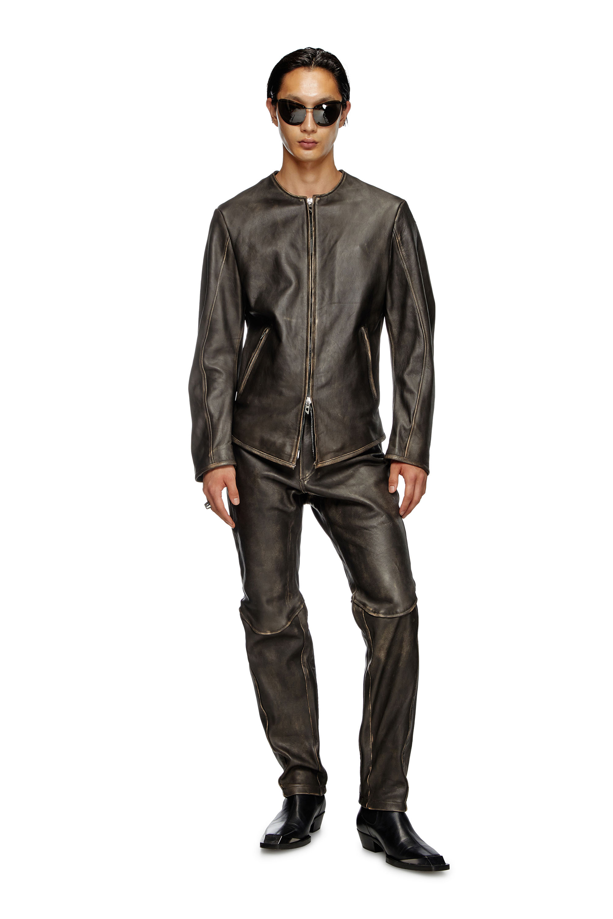 Diesel - P-NASH-LEAT, Pantalon en cuir vieilli Homme in Noir - 2