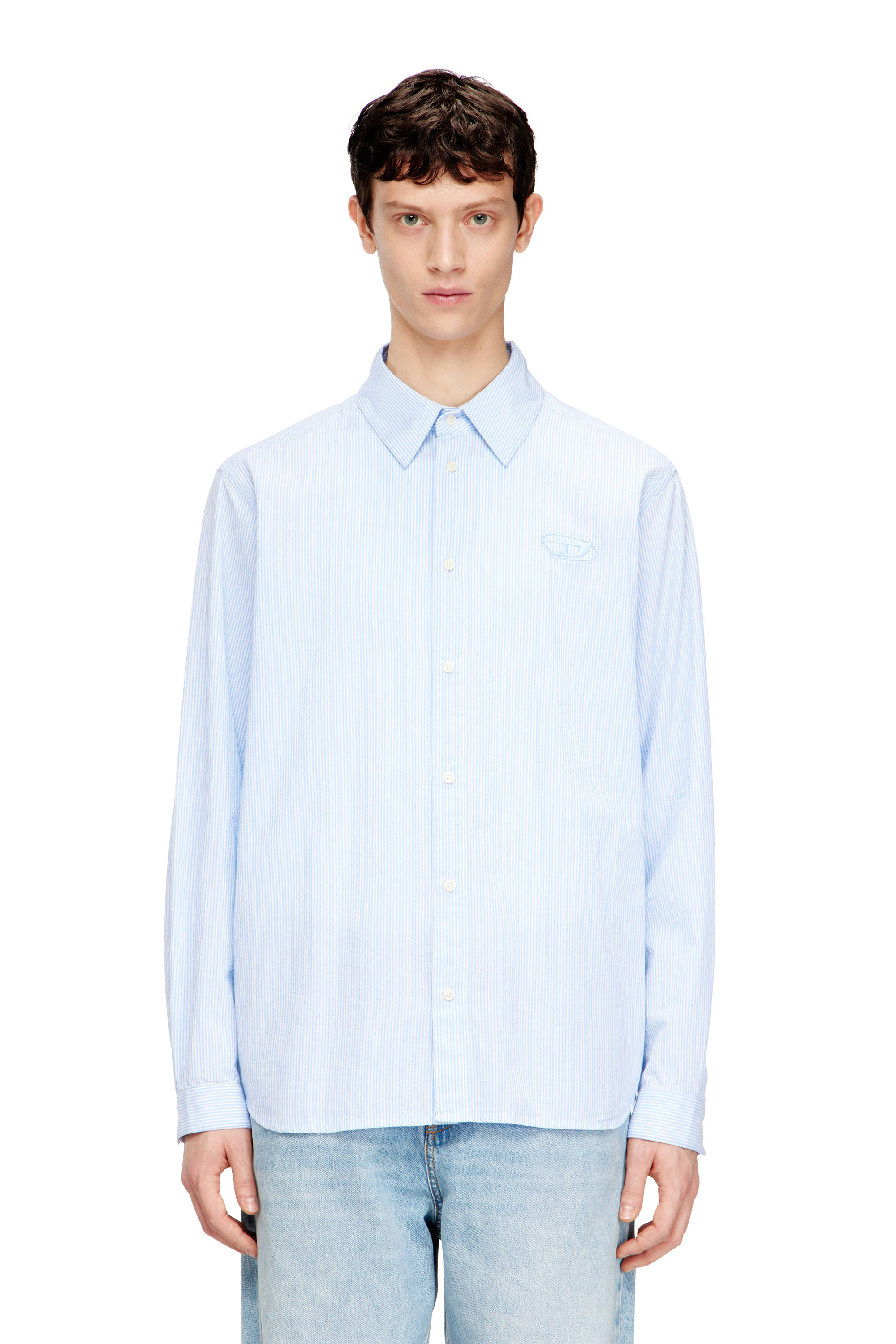 Diesel - S-SIMPLY-BKBZ, Camicia a righe in cotone wrinkled Uomo in Multicolor - 3