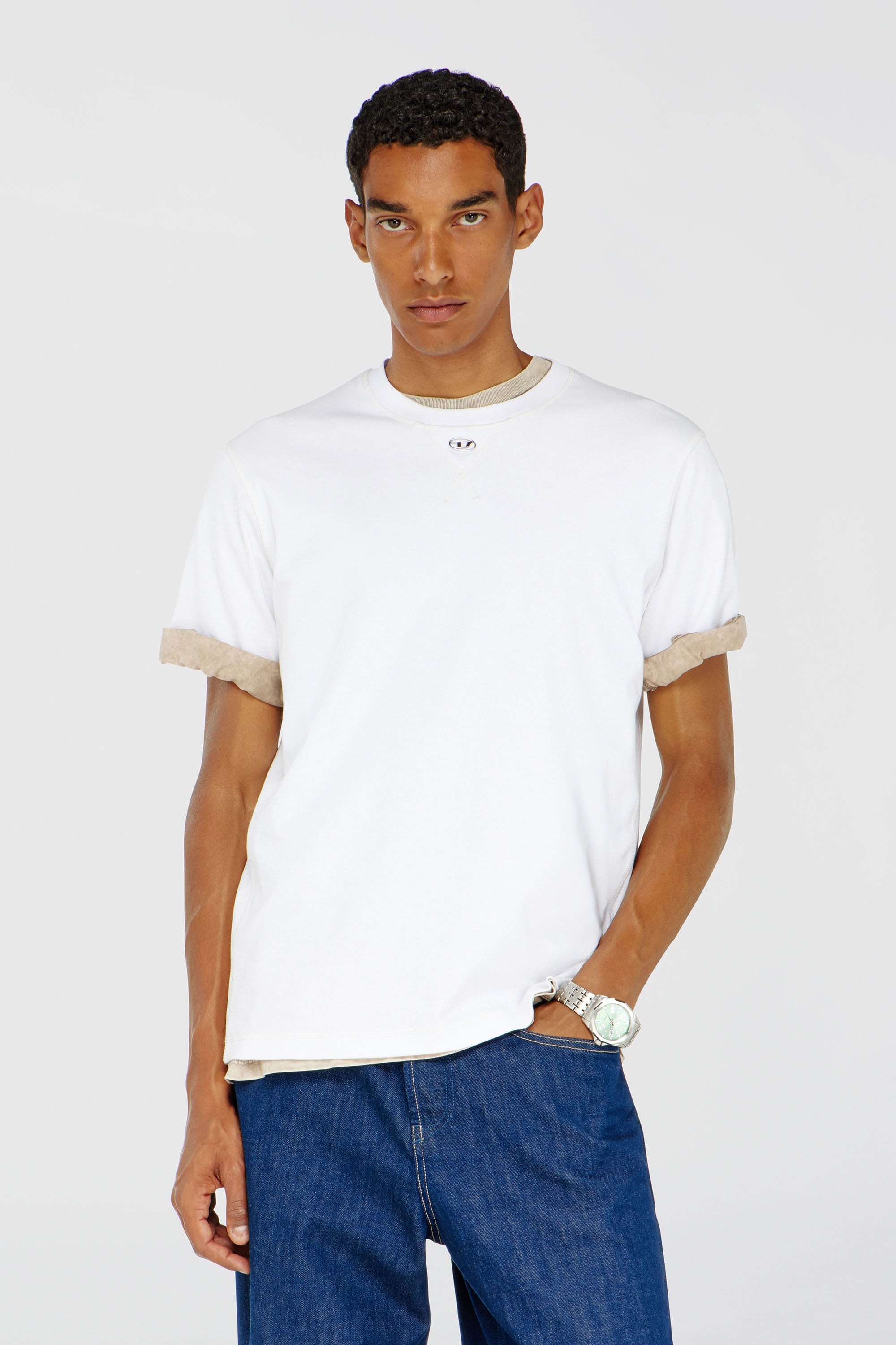 Diesel - T-MADJUST-TR, Herren Regul&auml;res T-Shirt mit Rundhalsausschnitt und ovalem D in Wei&szlig; - 1