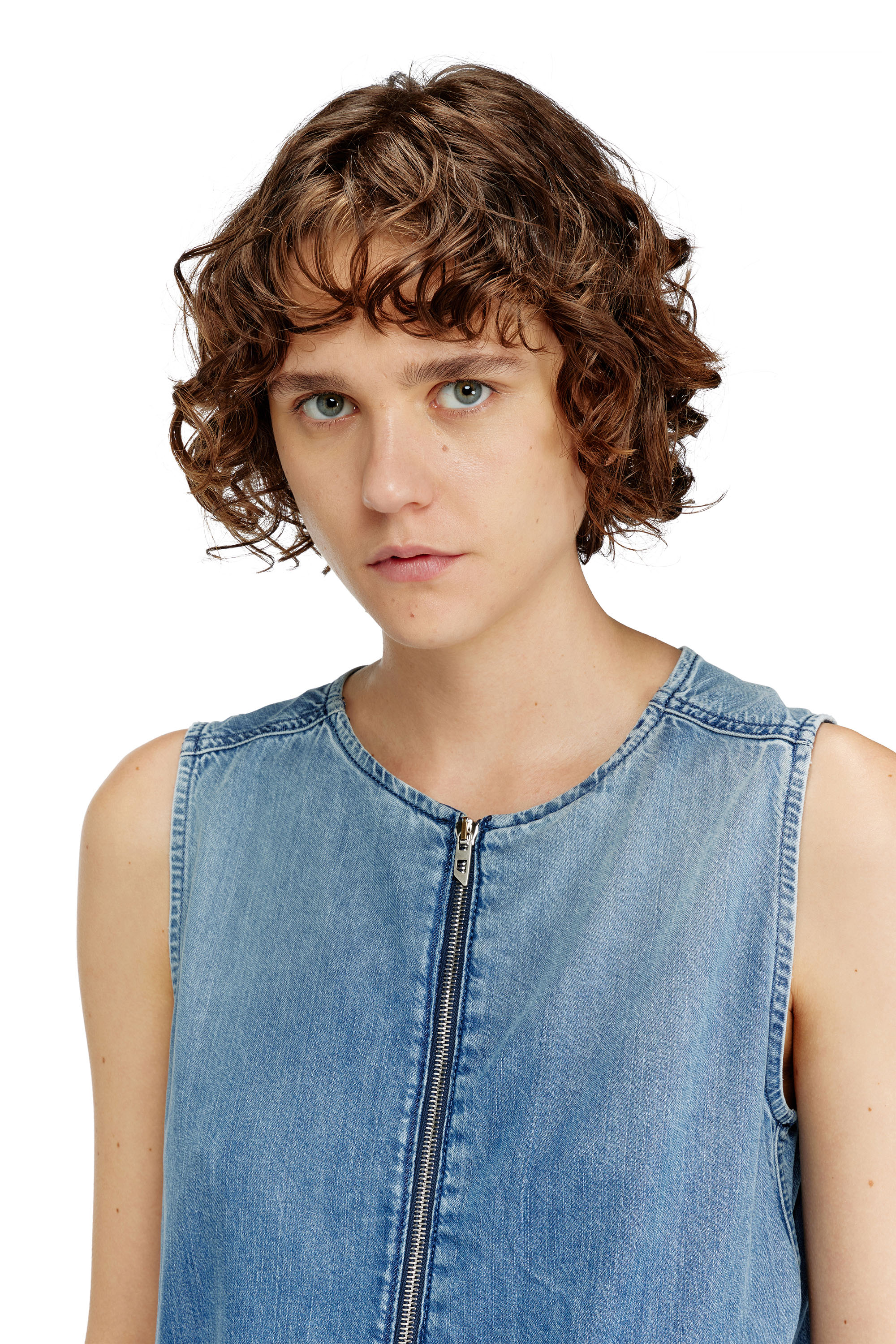 Diesel - DE-SLAM-S, Damen Flie&szlig;endes Jeanskleid mit Kordelzug in der Taille in null - 4