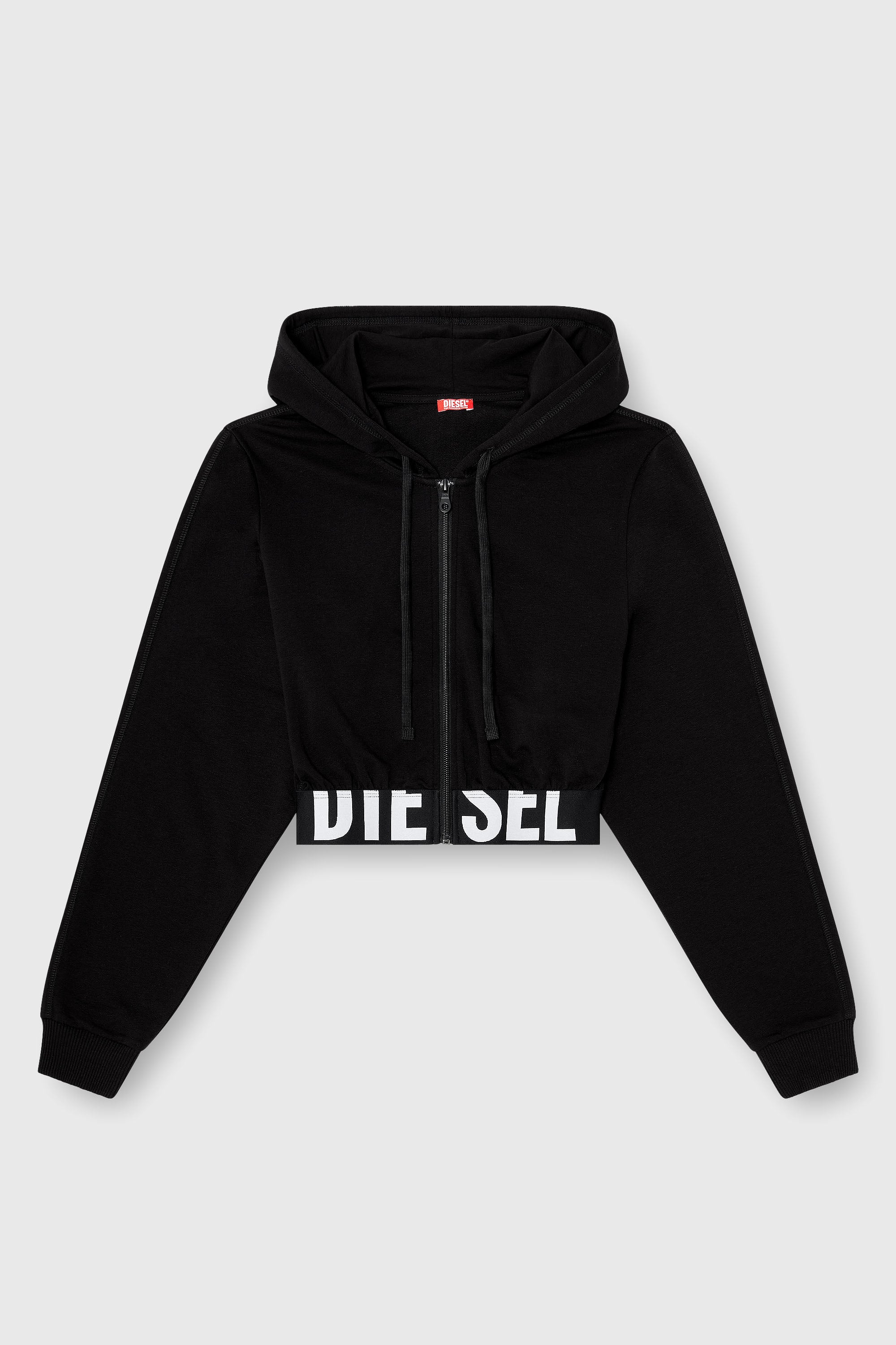 Diesel - NIKA-D-POP, Damen Cropped Hoodie mit Logo-Band in Schwarz - 2