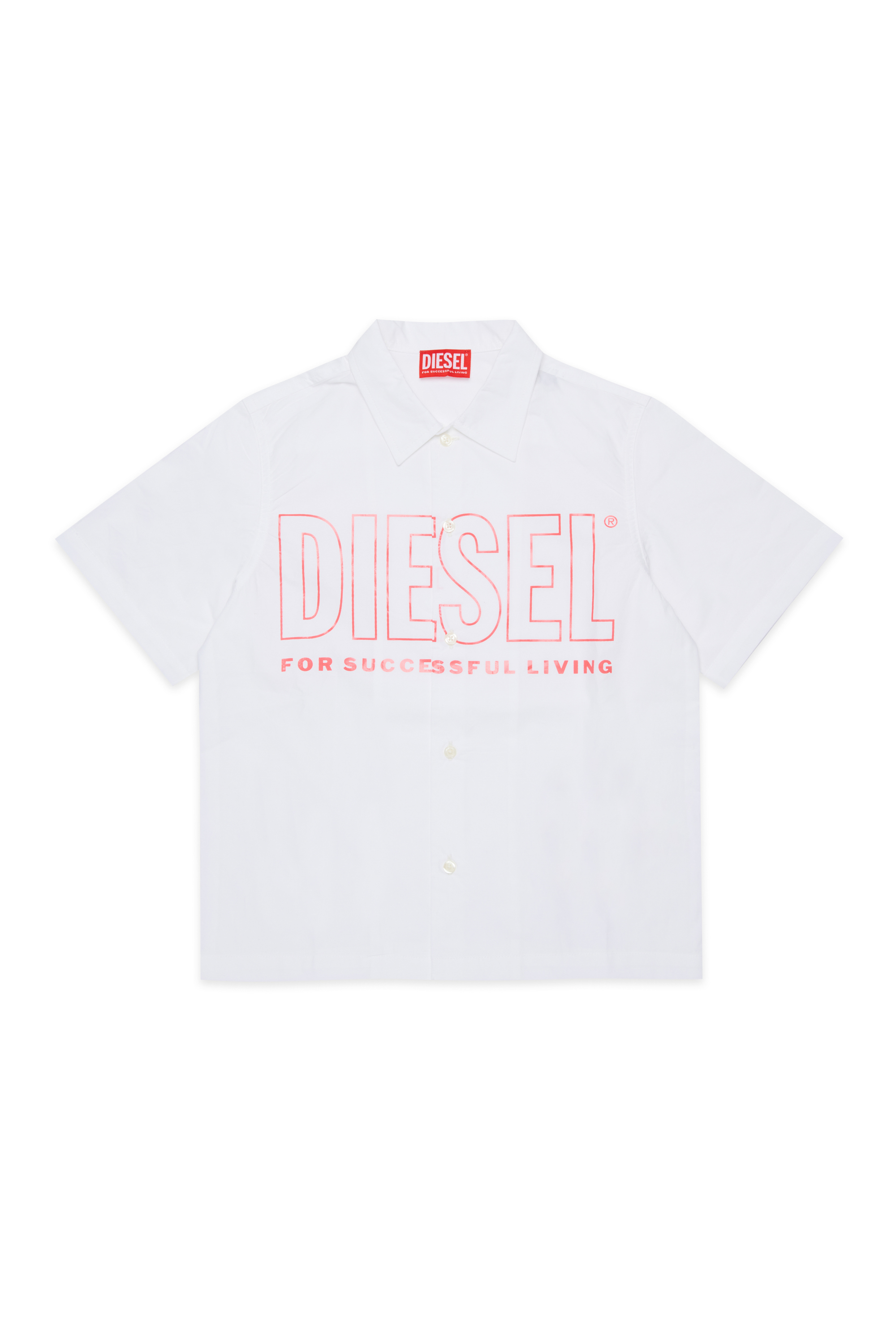 Diesel - MCDRID, Man's Cotton shirt with short sleeves in White - 1