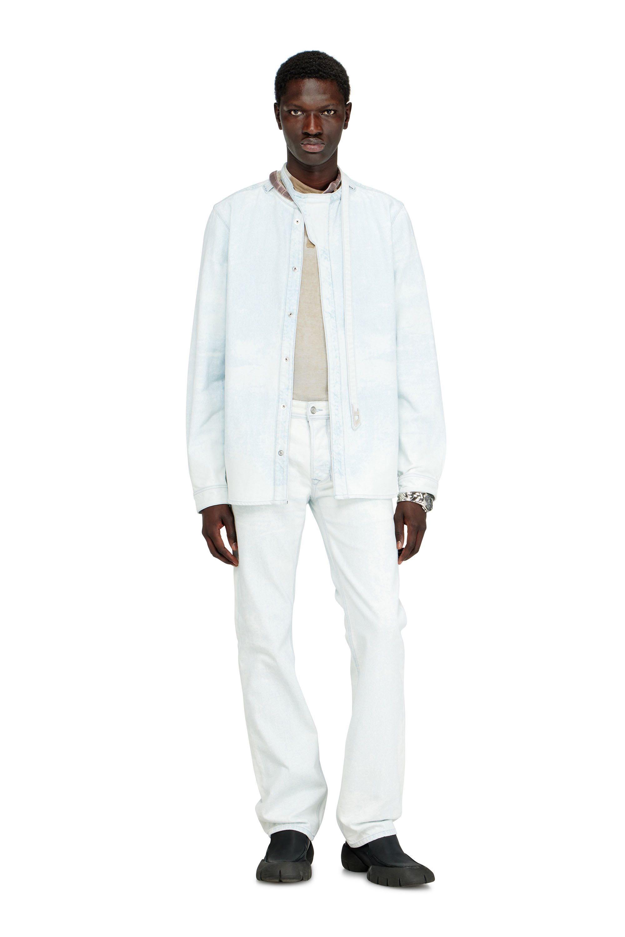 Diesel - D-TYLLAR-FSI, Camicia in satin denim ghiaccio Uomo in Blu - 2