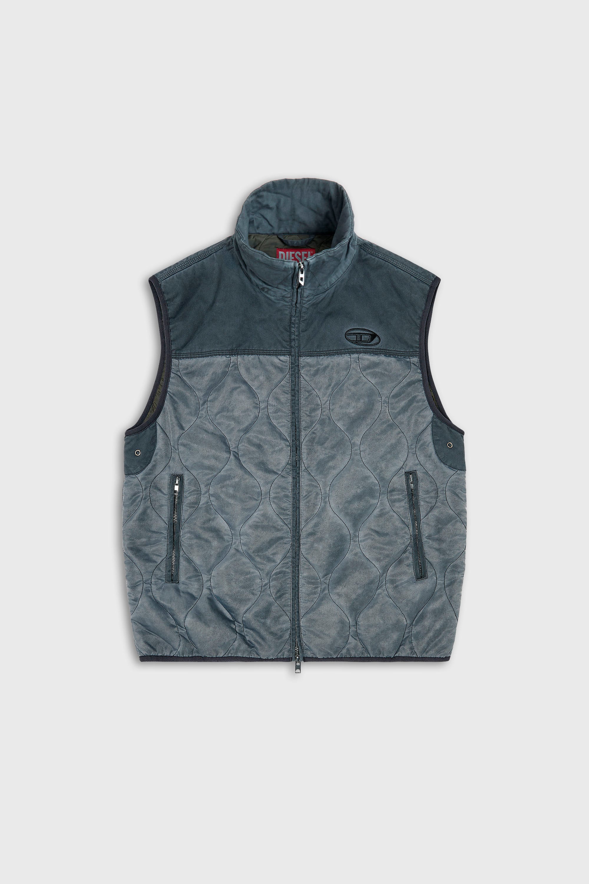 Diesel - J-ALVAR, Gilet trapuntato con collo sherpa Uomo in Grigio - 2