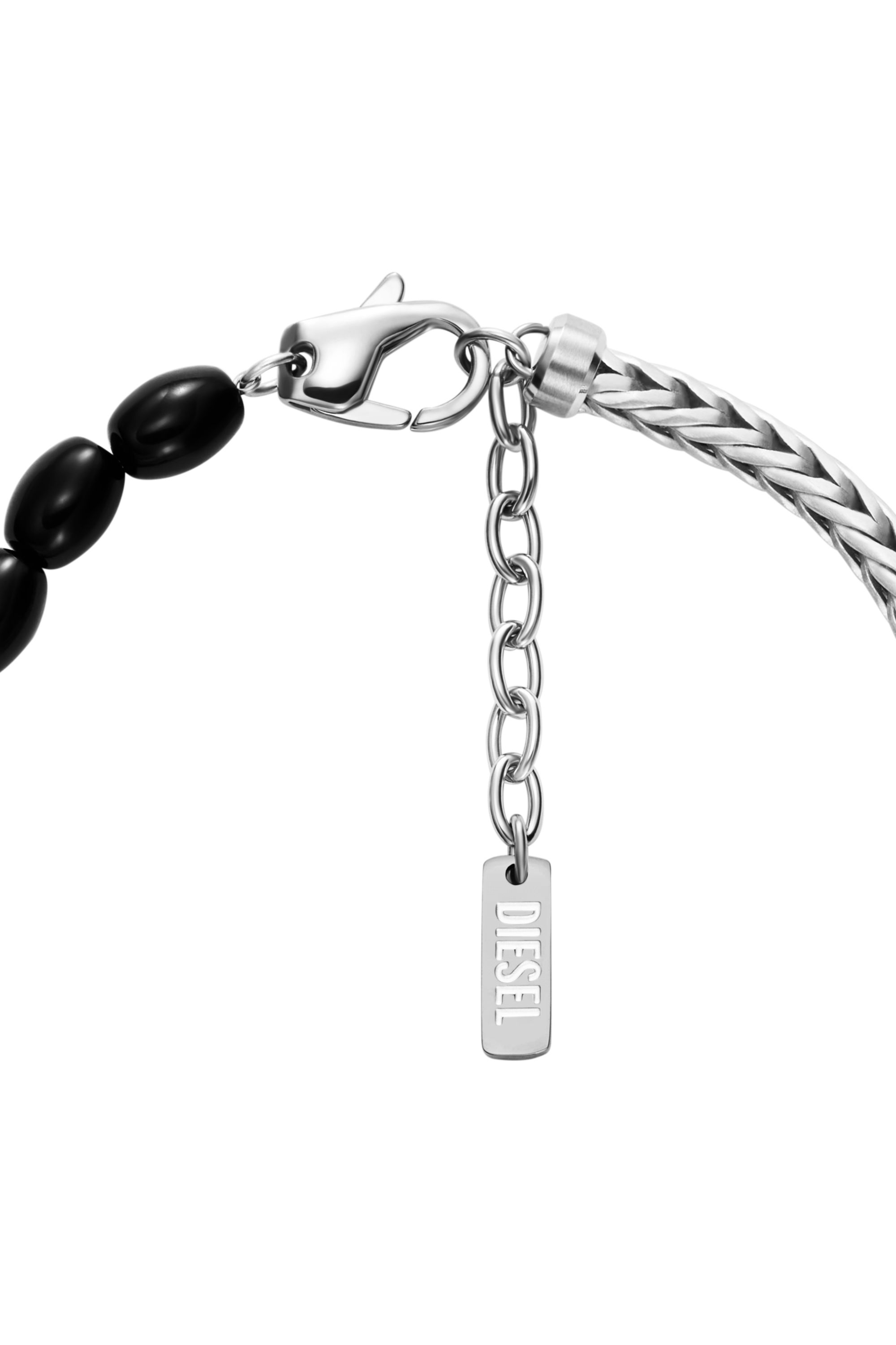 Diesel - DX1714040, Bracciale con perline in agata nera Unisex in Argento - 2