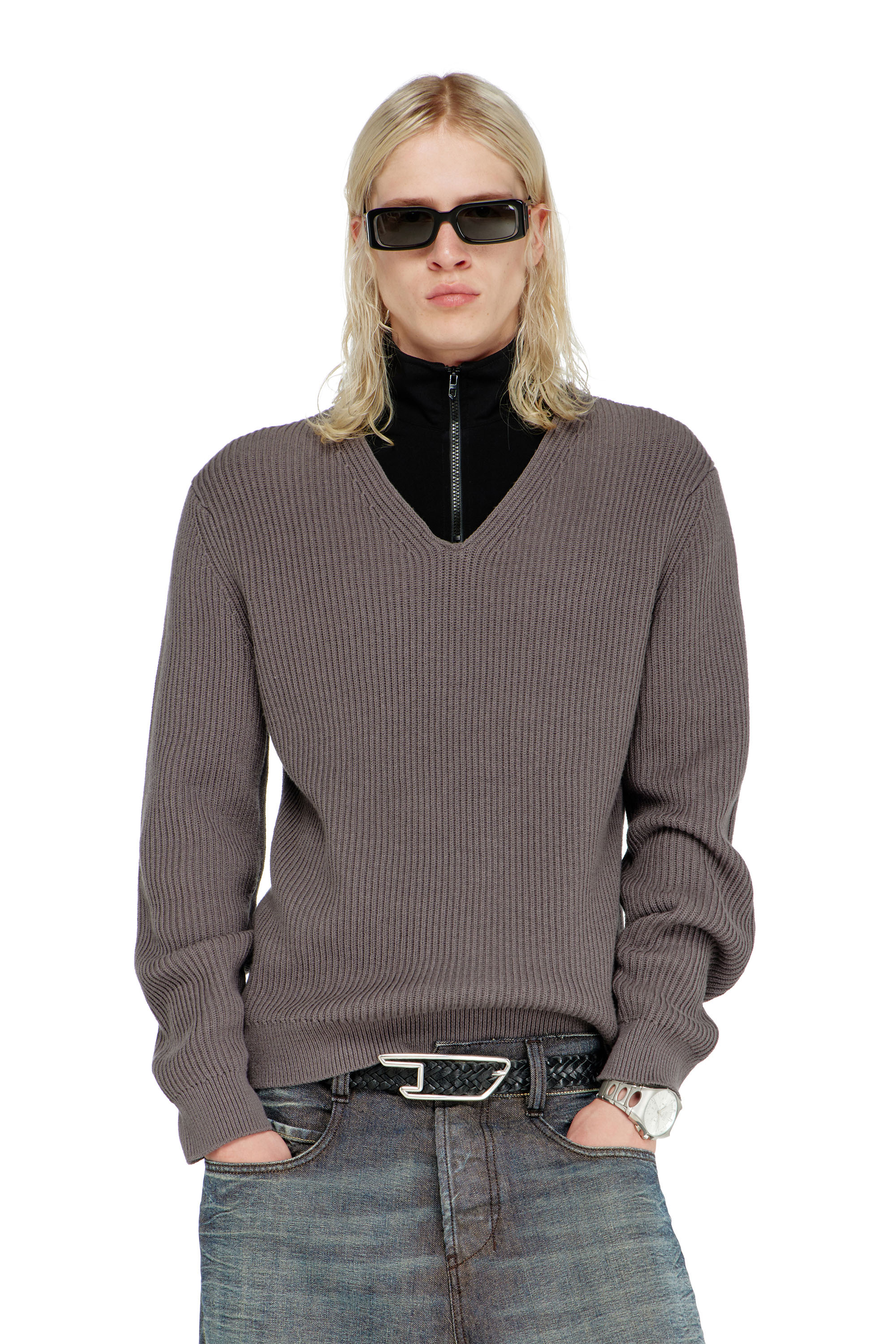 Diesel - K-MAMU, Pull &agrave; zip court avec col superpos&eacute; Homme in Polychrome - 3