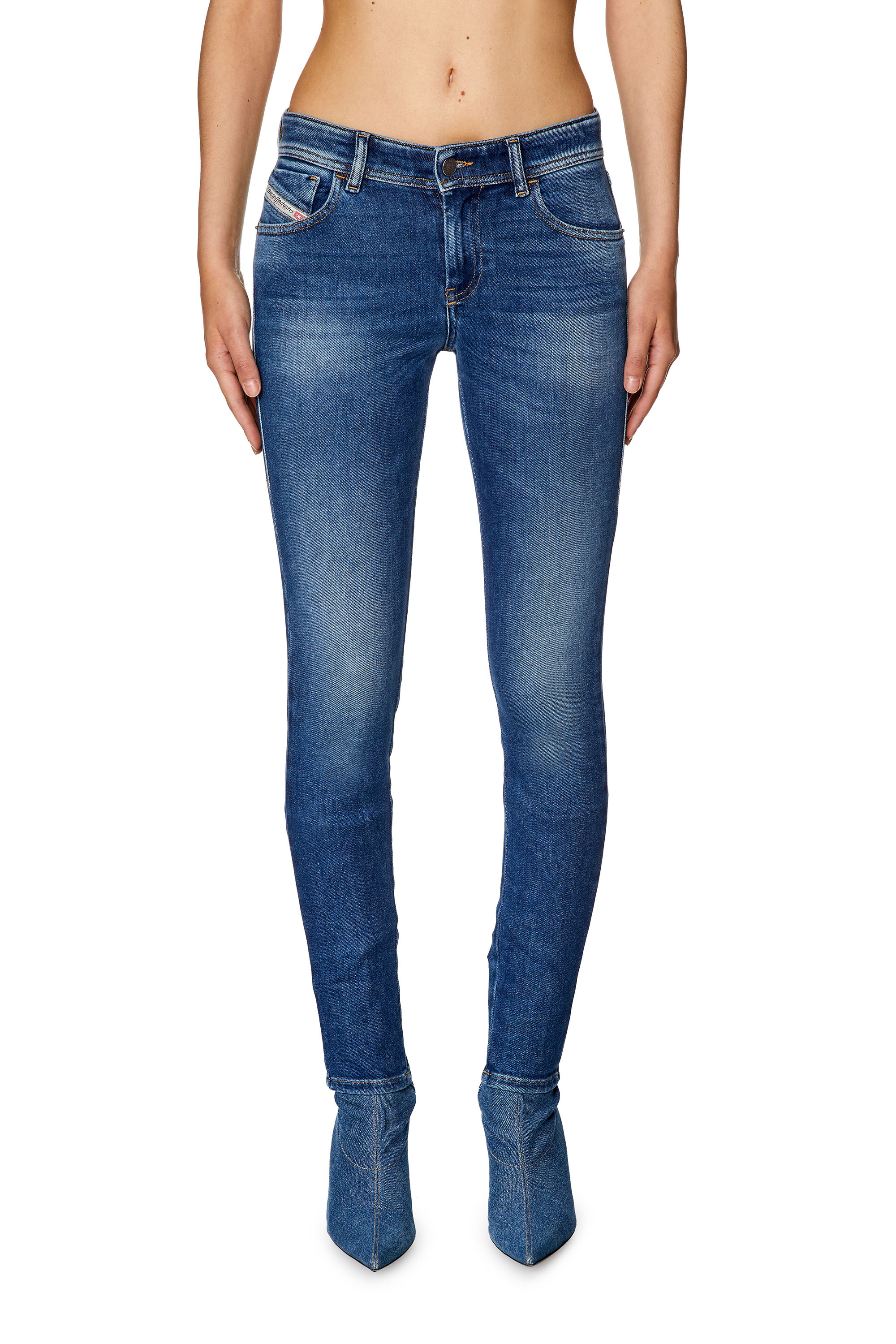 Diesel - Super skinny Jeans 2017 Slandy 09F86, Blu medio - Image 2
