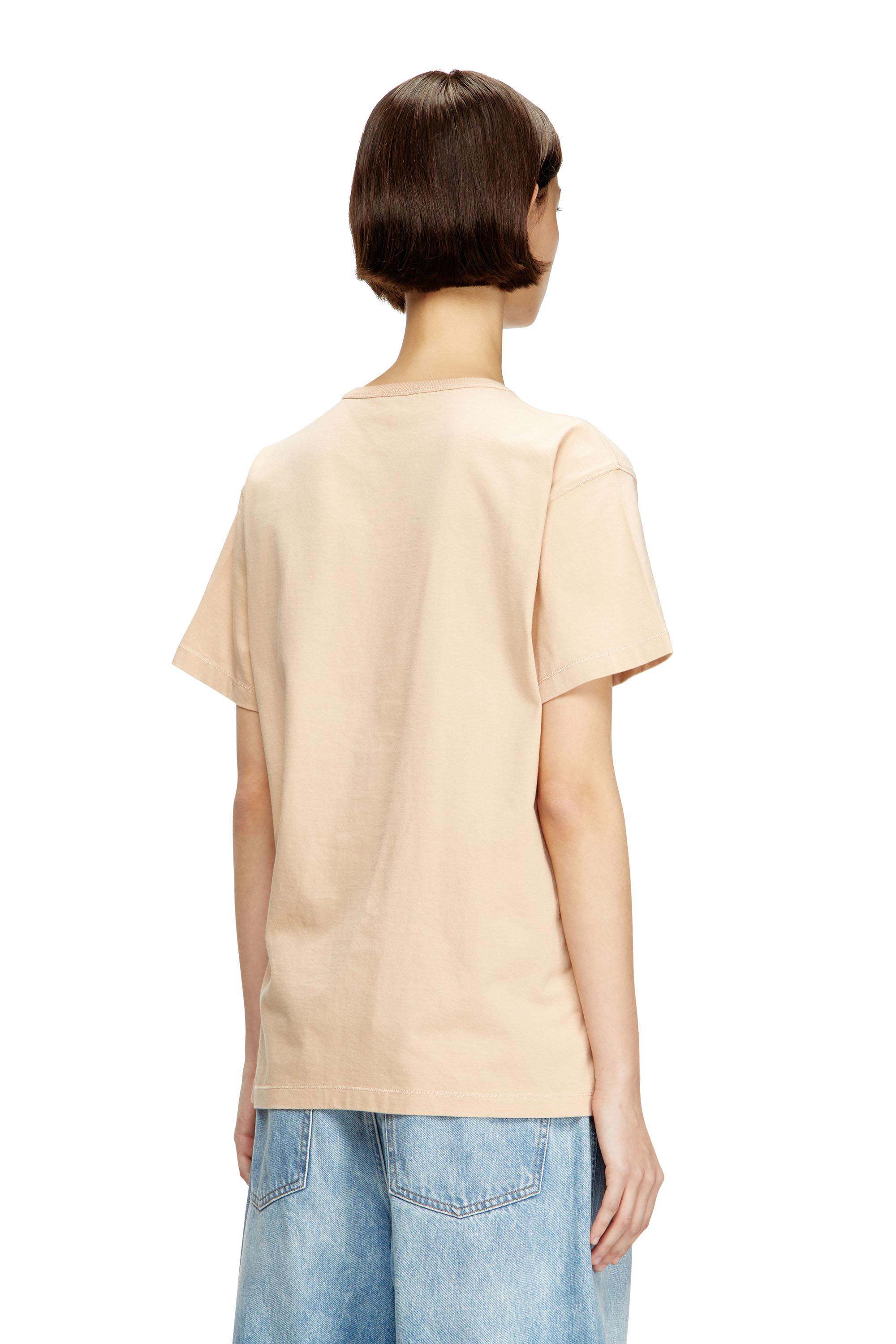 Diesel - T-NORMY-OD-S1, Woman's Cotton T-shirt with metallic Oval D in Beige - 4