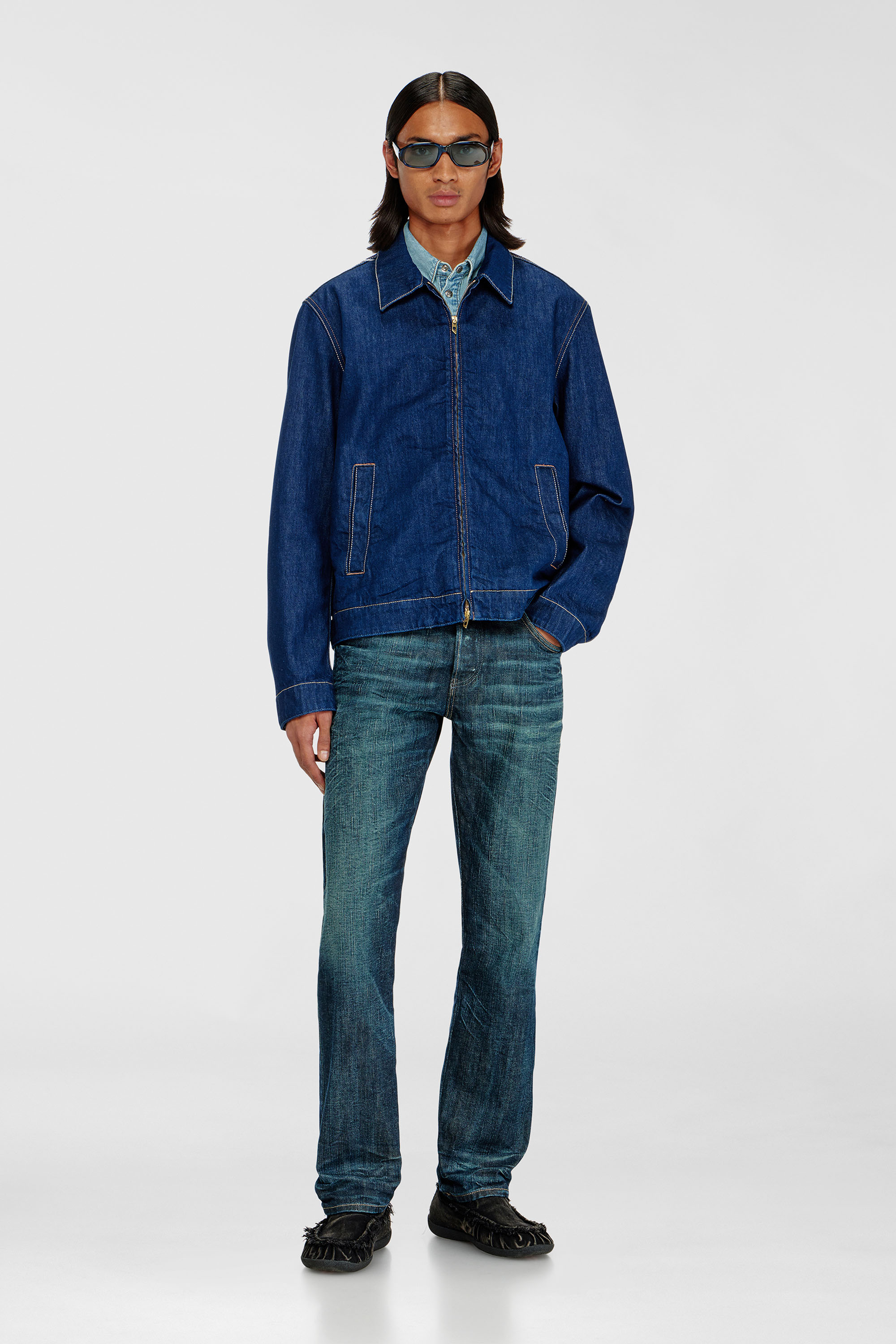 Diesel - D-ROHE, Giacca coach in denim rinse Uomo in Blu - 1