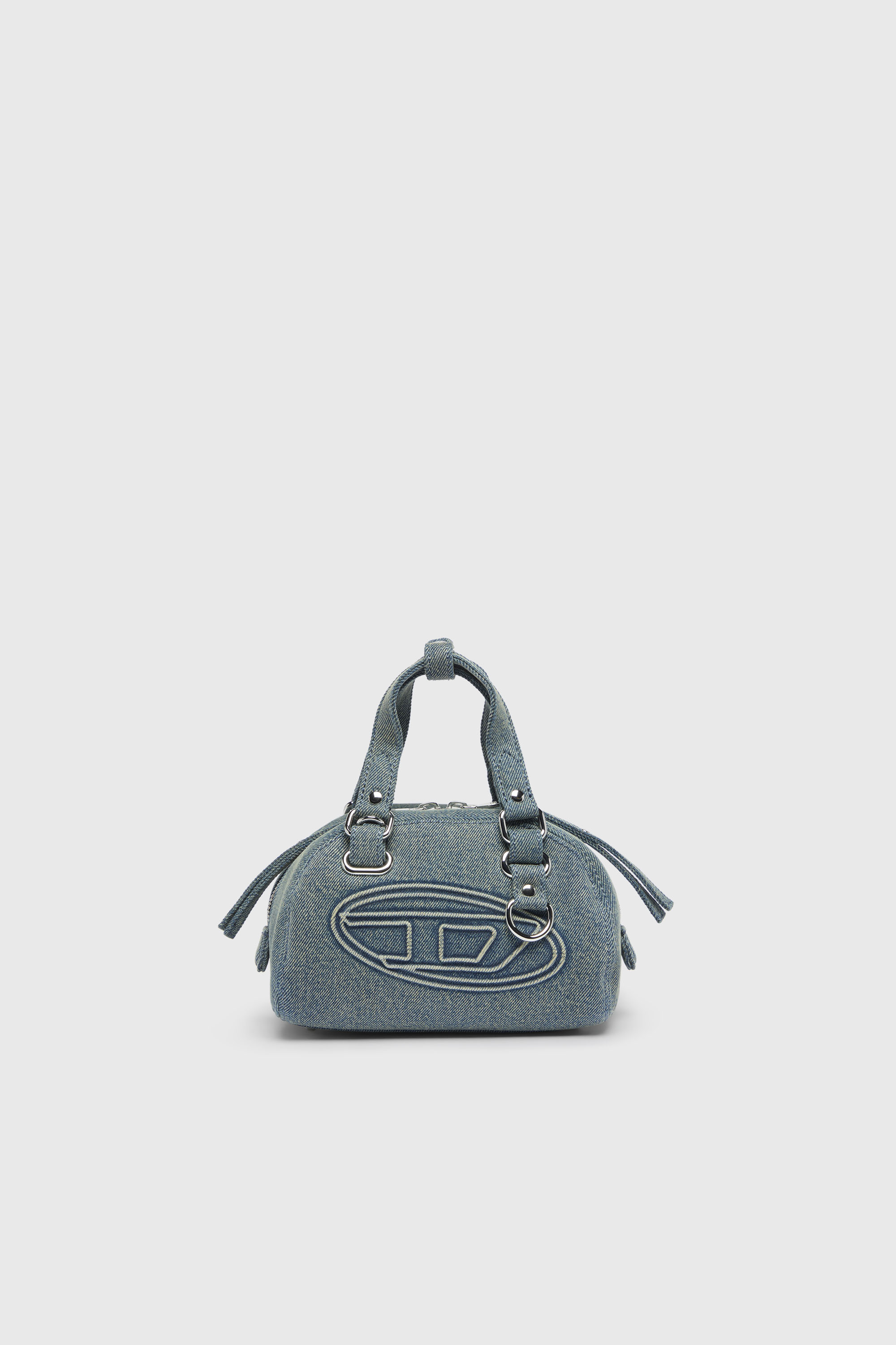 Diesel - 1DR DOME SOFT CROSSBODY, Unisex's 1DR Dome-Small bowling bag in denim with Oval D logo in Light Blue - 1