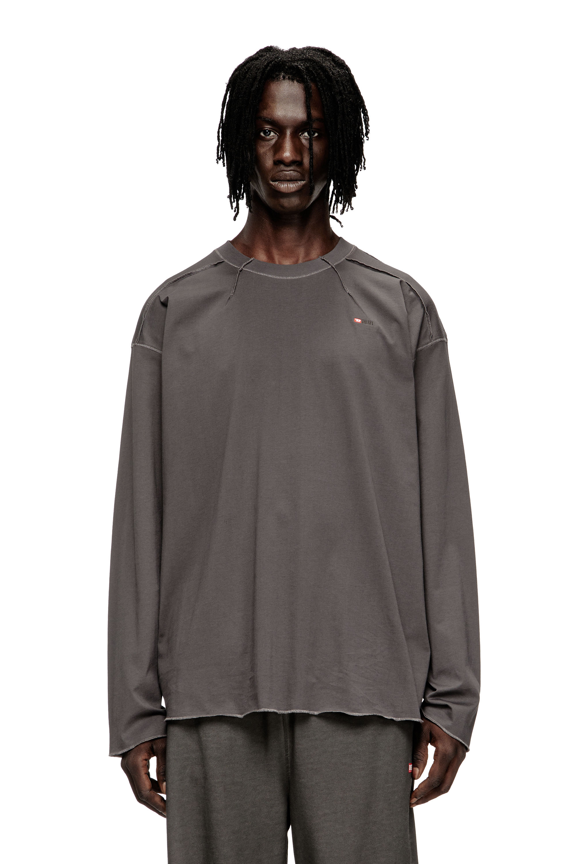 Diesel - T-CRAHOR-BOXT-LS-T1, T-shirt en coton Homme in Gris - 1