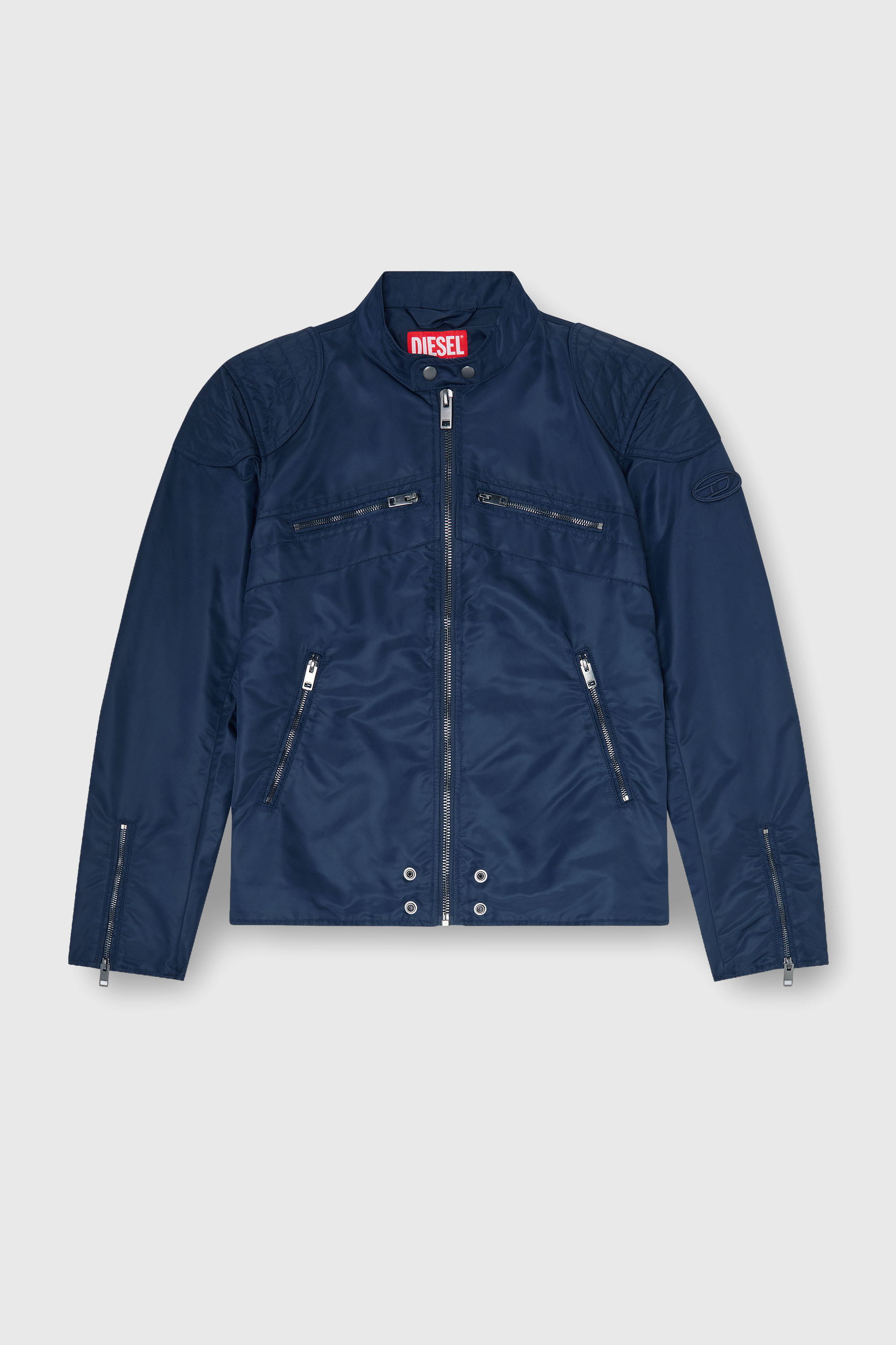 Diesel - J-GLORY-T92, Herren Nylonjacke mit gesteppten Schultern und Rei&szlig;verschlusstaschen in Blau - 2