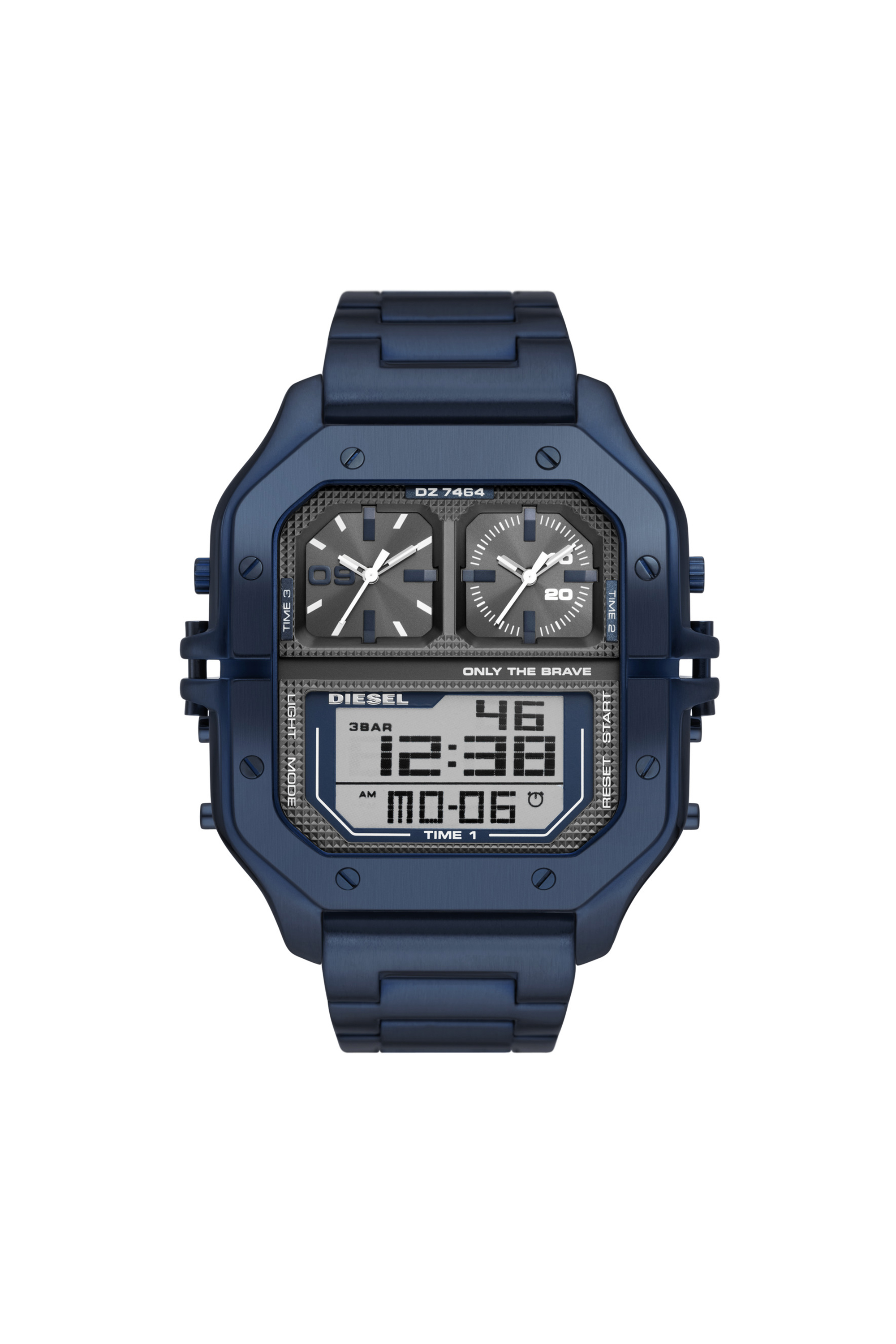 Diesel - DZ7464, Montre Clasher numérique en acier inoxydable bleu Homme in Bleu - 1