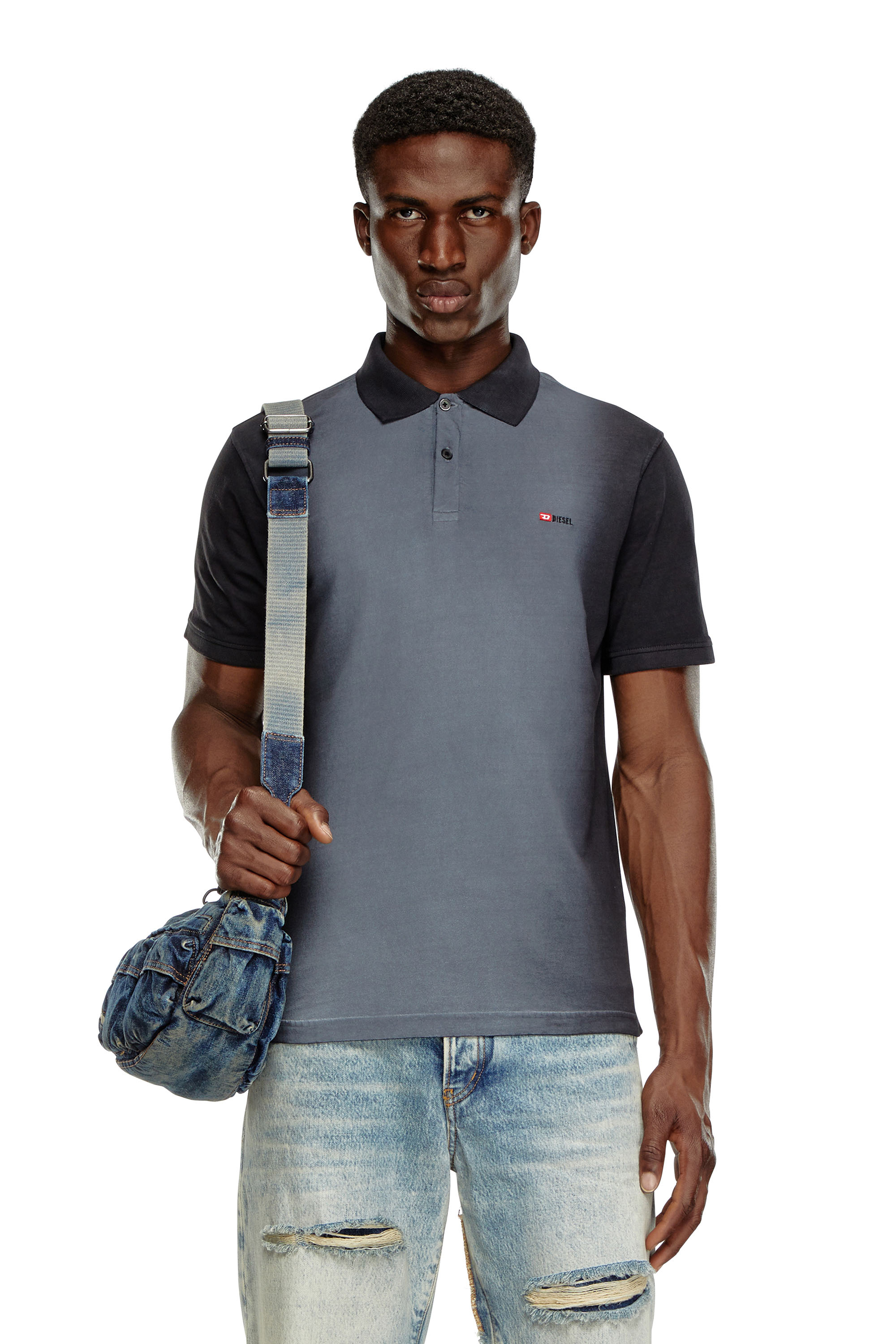 Diesel - T-REJUST-Q1, Homme Polo avec traitement par pulvérisation in Noir - Image 1