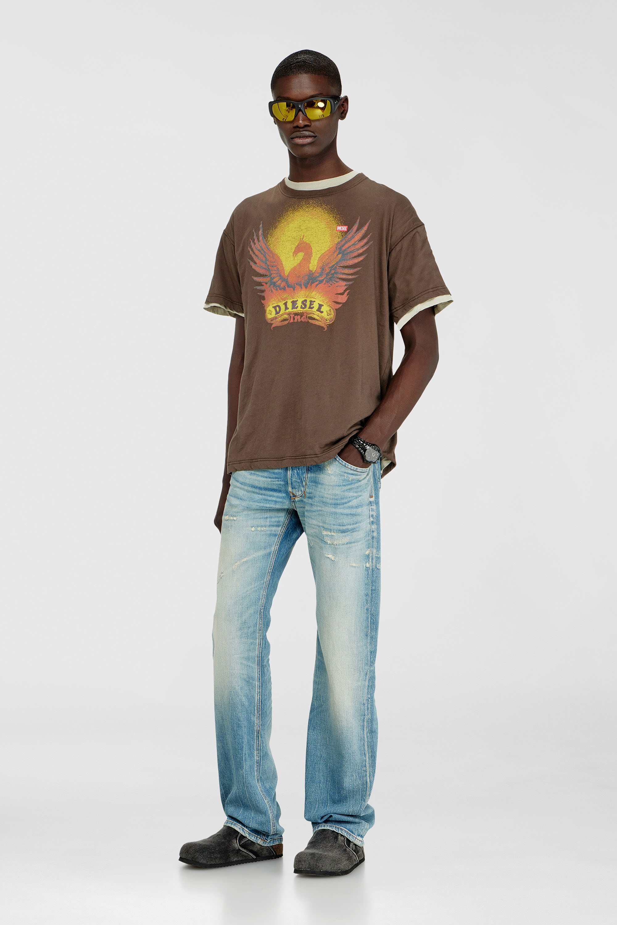 Diesel - T-NORM-AA1, T-shirt regular con stampa Phoenix Uomo in Marrone - 2