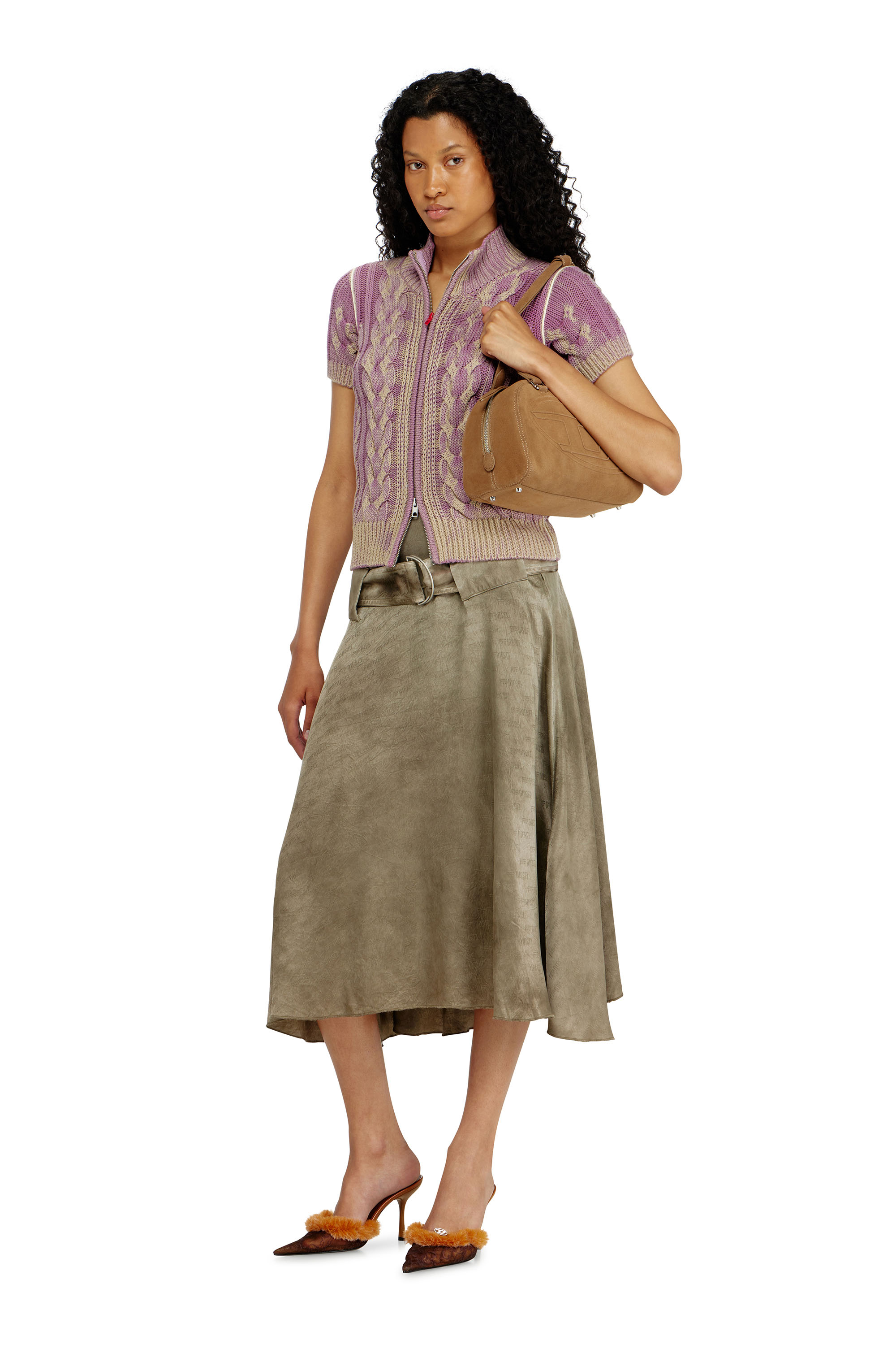 Diesel - 1DR DOME SHOULDER, 1DR Dome-Sac &agrave; &eacute;paule avec logo Oval D Mixte in Beige - 1