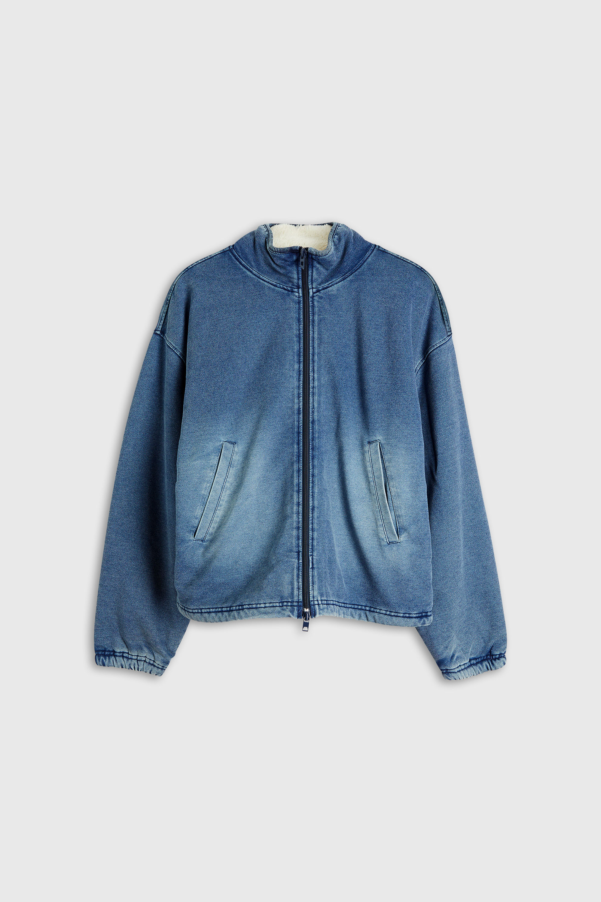 Diesel - G-LEAMY, Woman's Sweat jacket with denim effect in Medium blue - 2