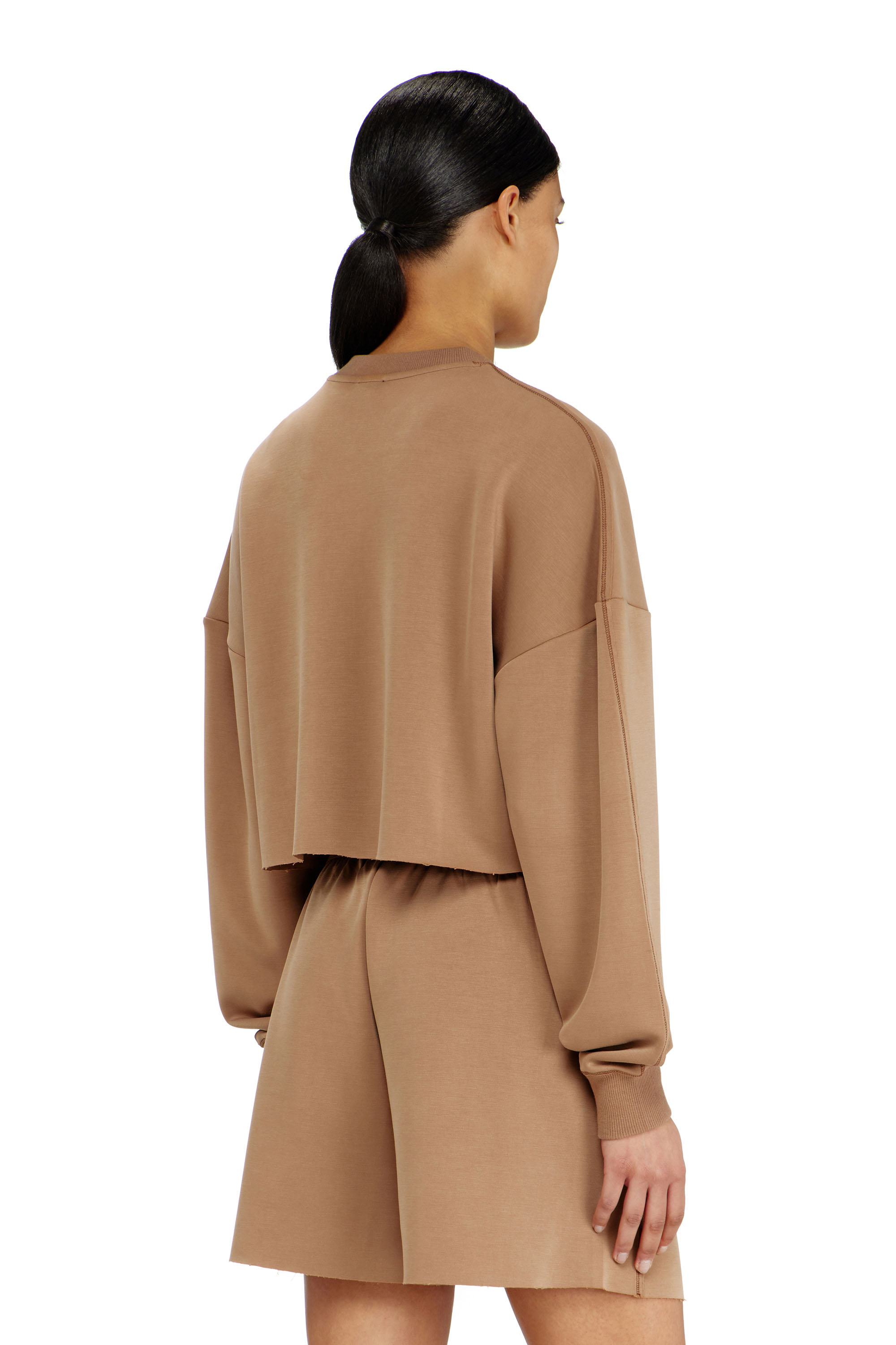 Diesel - BLAKE-UTLT, Crop top in scuba leggero stretch Donna in Marrone - 3