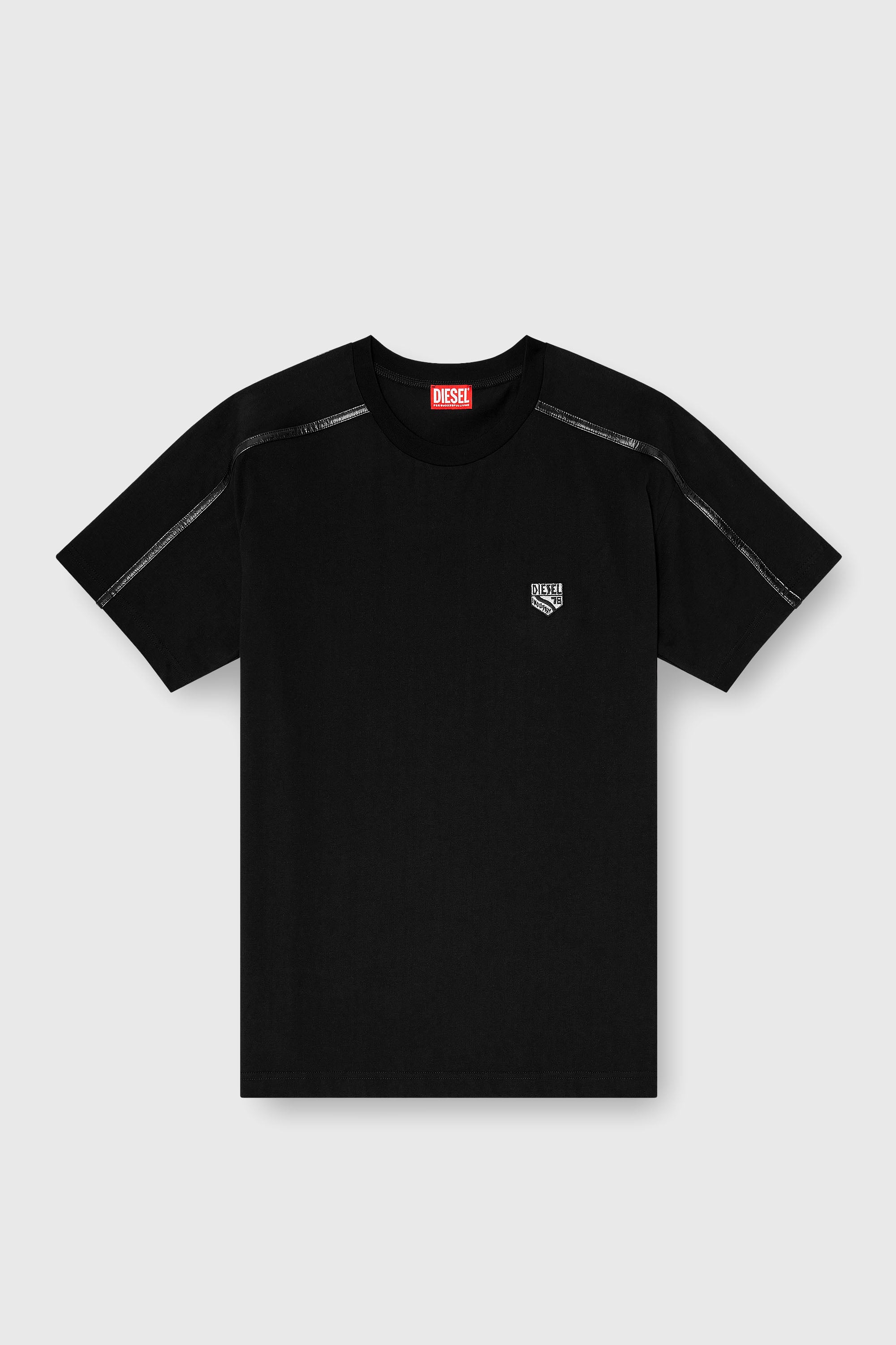 Diesel - T-NORM-FL, Herren T-shirt mit Kontrastabschl&uuml;ssen und Logo patch in Schwarz - 2