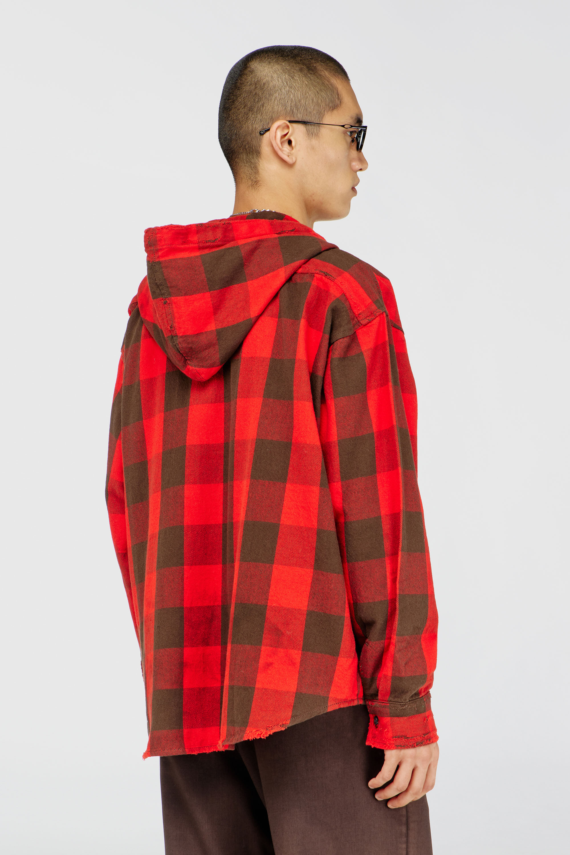 Diesel - S-DRUM-HOODY, Camicia con cappuccio effetto distressed in flanella a quadri Uomo in Multicolor - 4