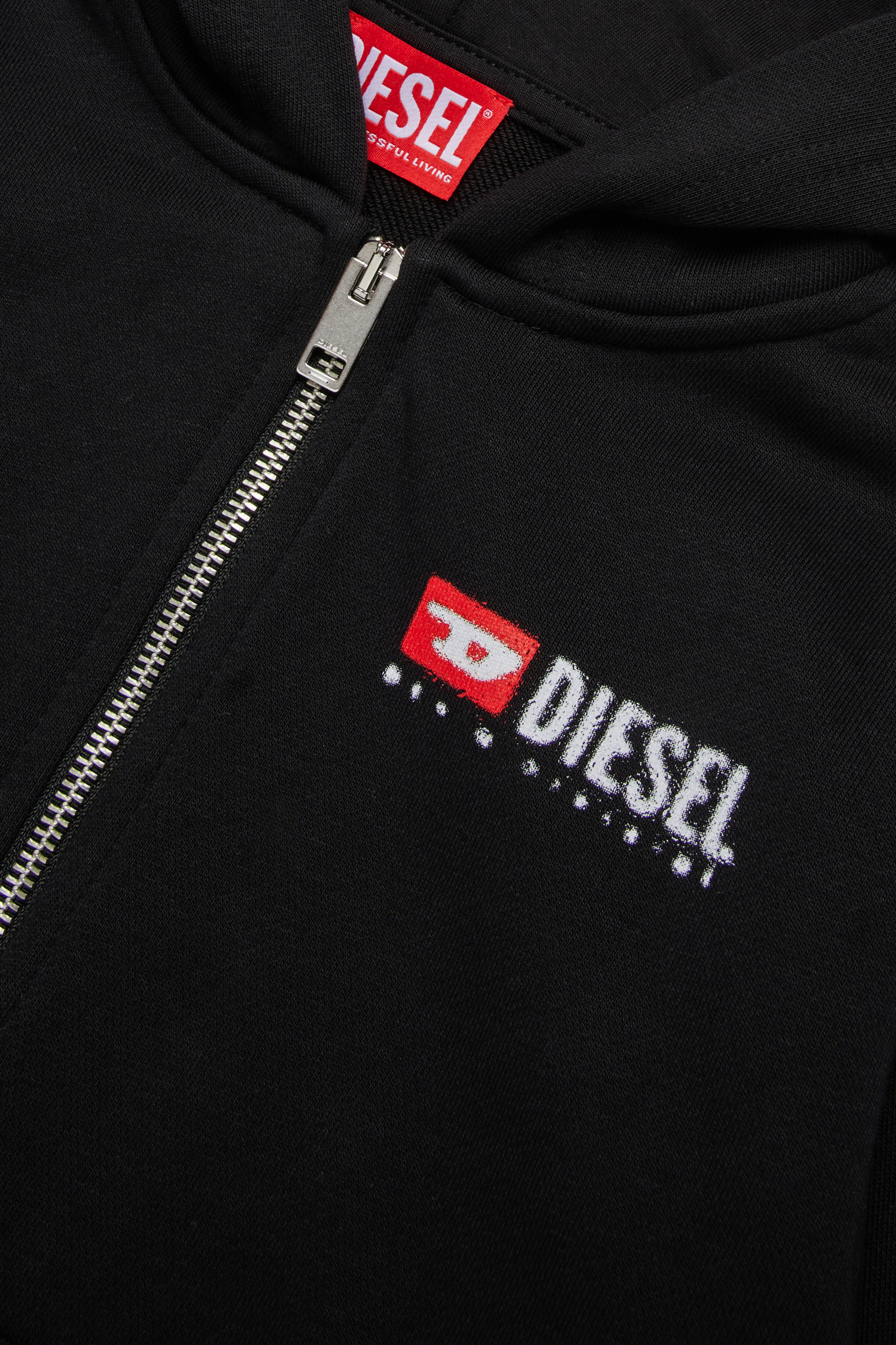 Diesel - SDROPSHOODZ OVER, Hoodie in cotone con zip Uomo in Nero - 4