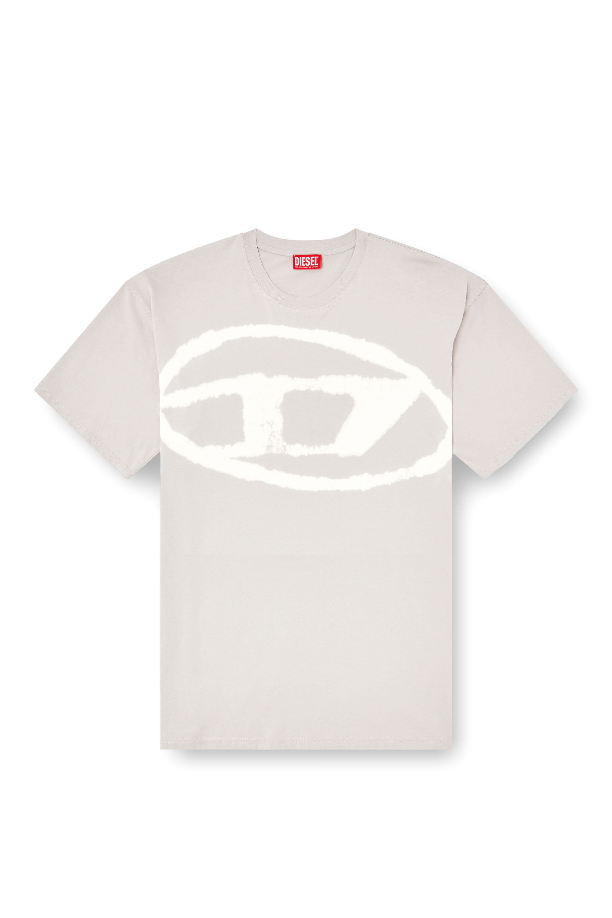 Diesel - T-BOXT-BLEACH, T-shirt con logo Oval D effetto bleach Uomo in Grigio - 2
