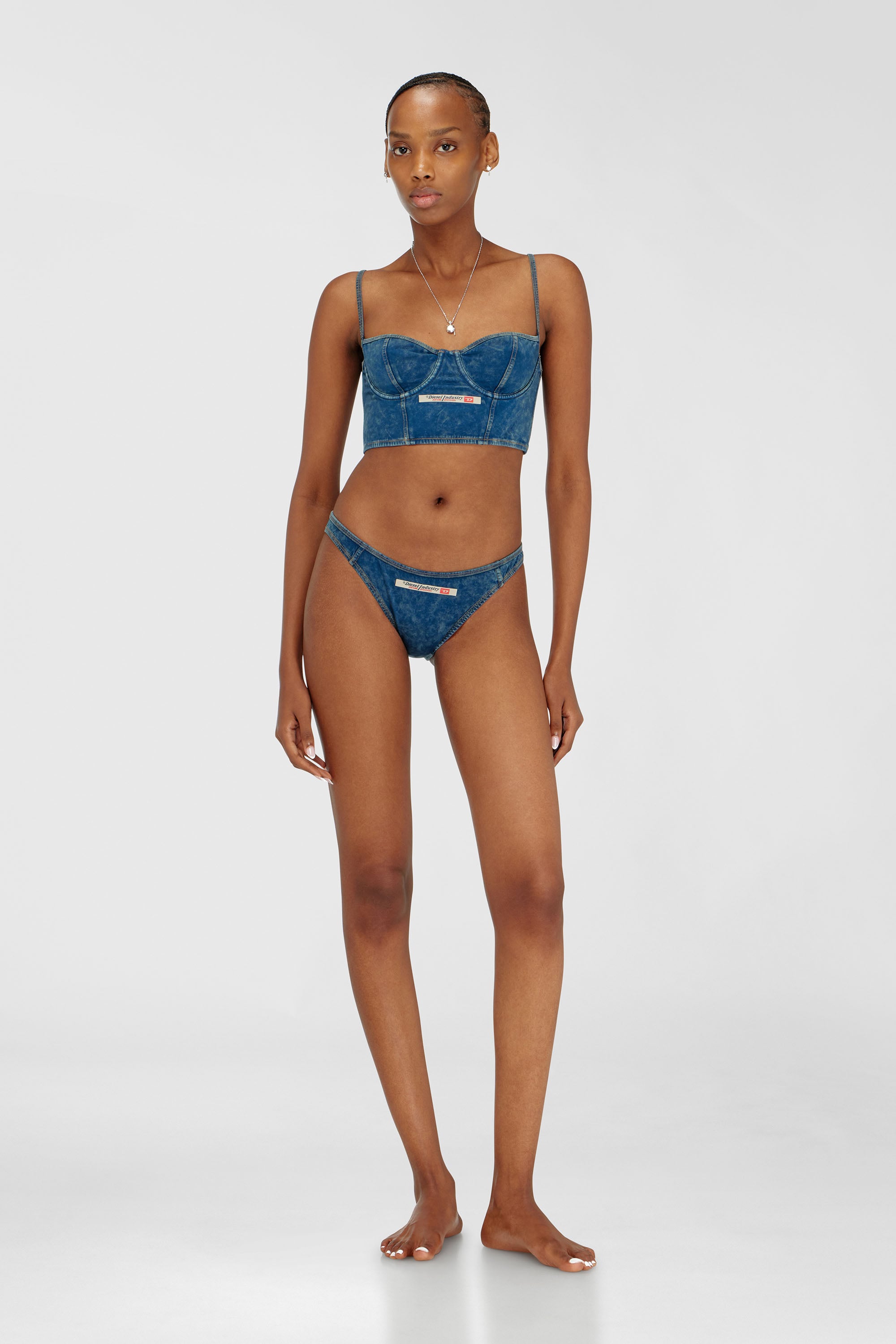 Diesel - SHEILA-DNM, Bustier in cotone effetto denim Donna in Blu - 2