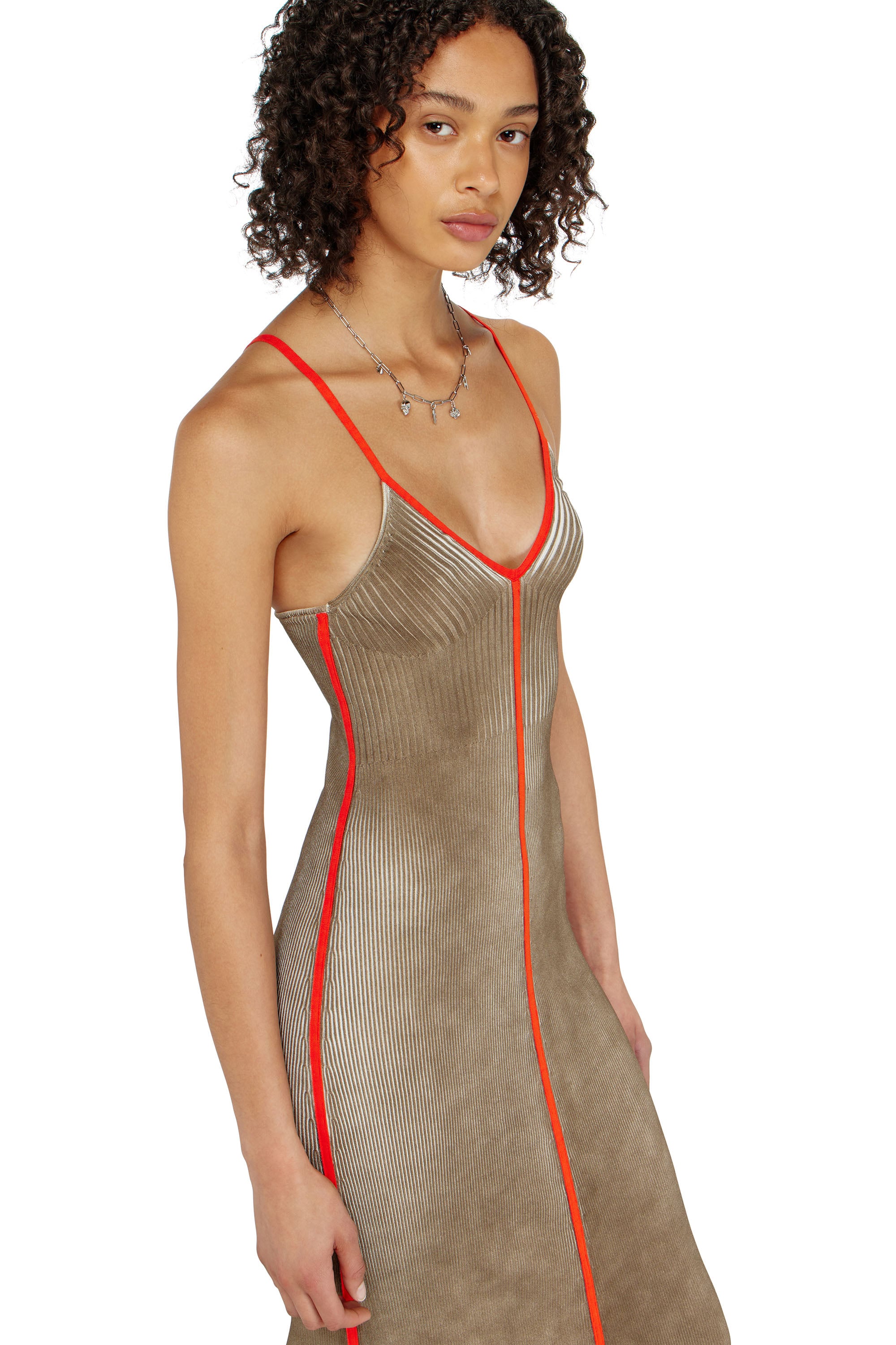 Diesel - M-SARMELA, Robe midi en maille c&ocirc;tel&eacute;e avec bandes contrast&eacute;es Femme in Polychrome - 4