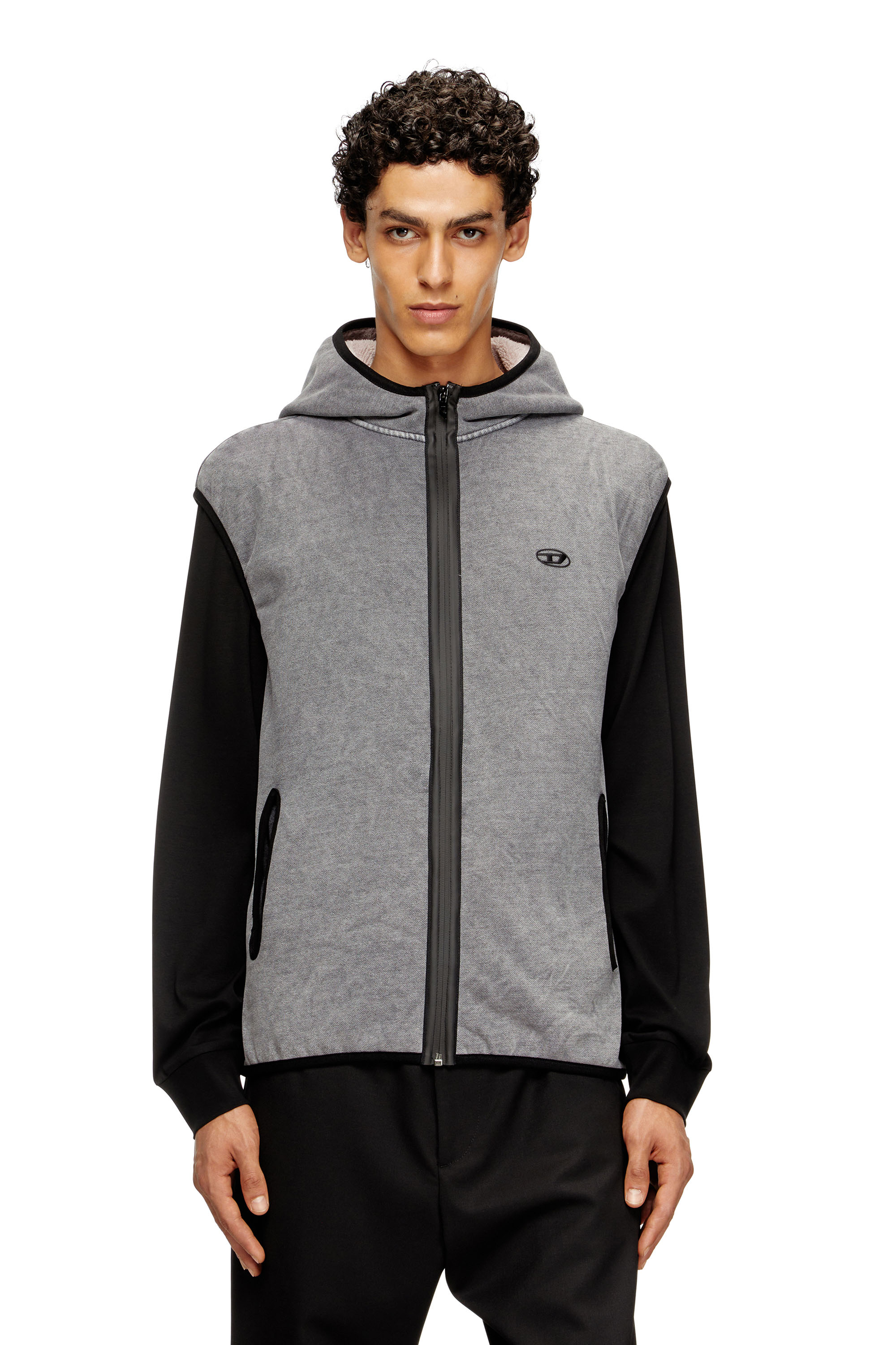 Diesel - S-HAKY-NEW, Hoodie senza maniche con zip Uomo in Grigio - 3