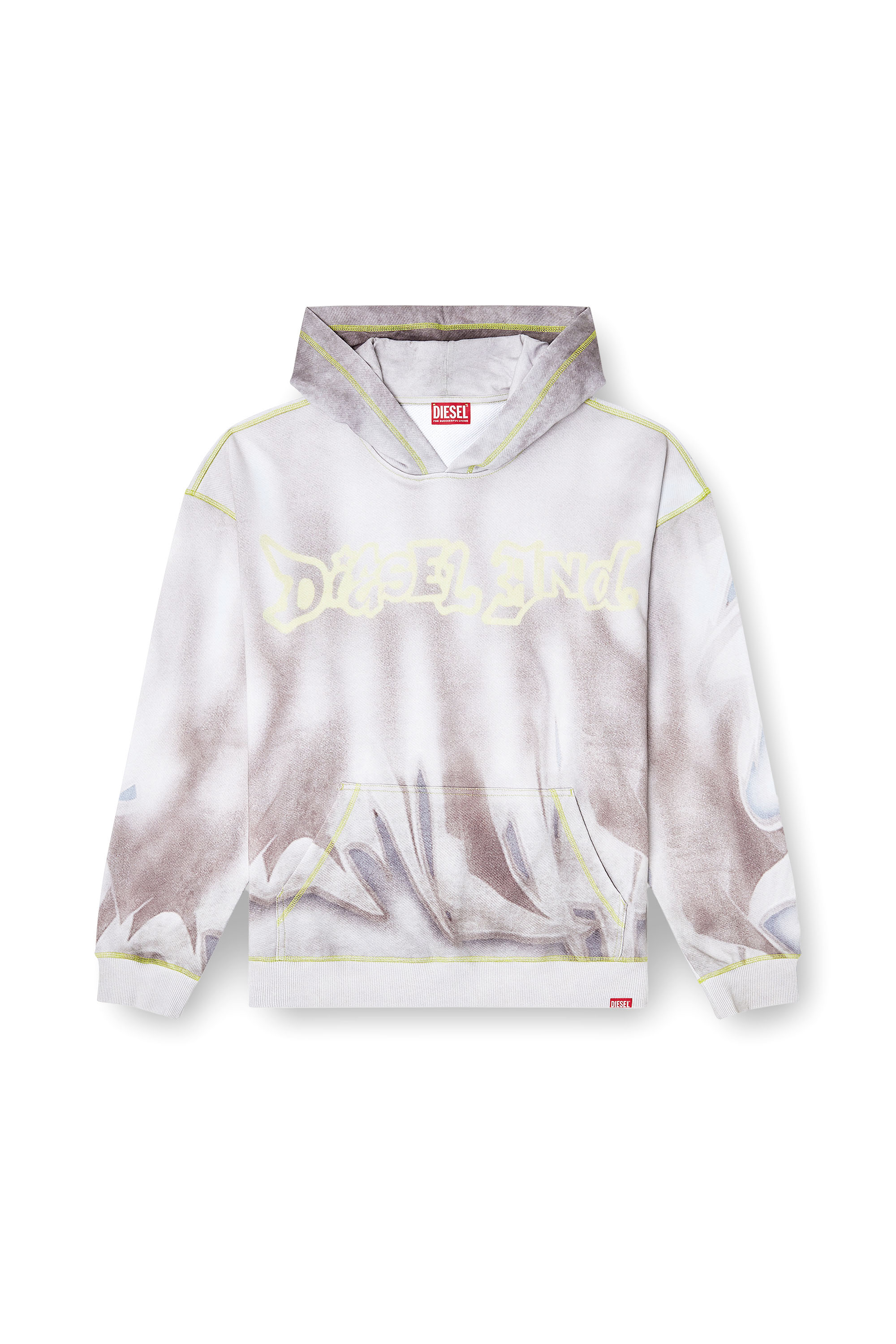 Diesel - S-BOXT-HOOD-SHOW, Herren Kapuzenpullover mit Graffiti-Print in Hellgrau - 3