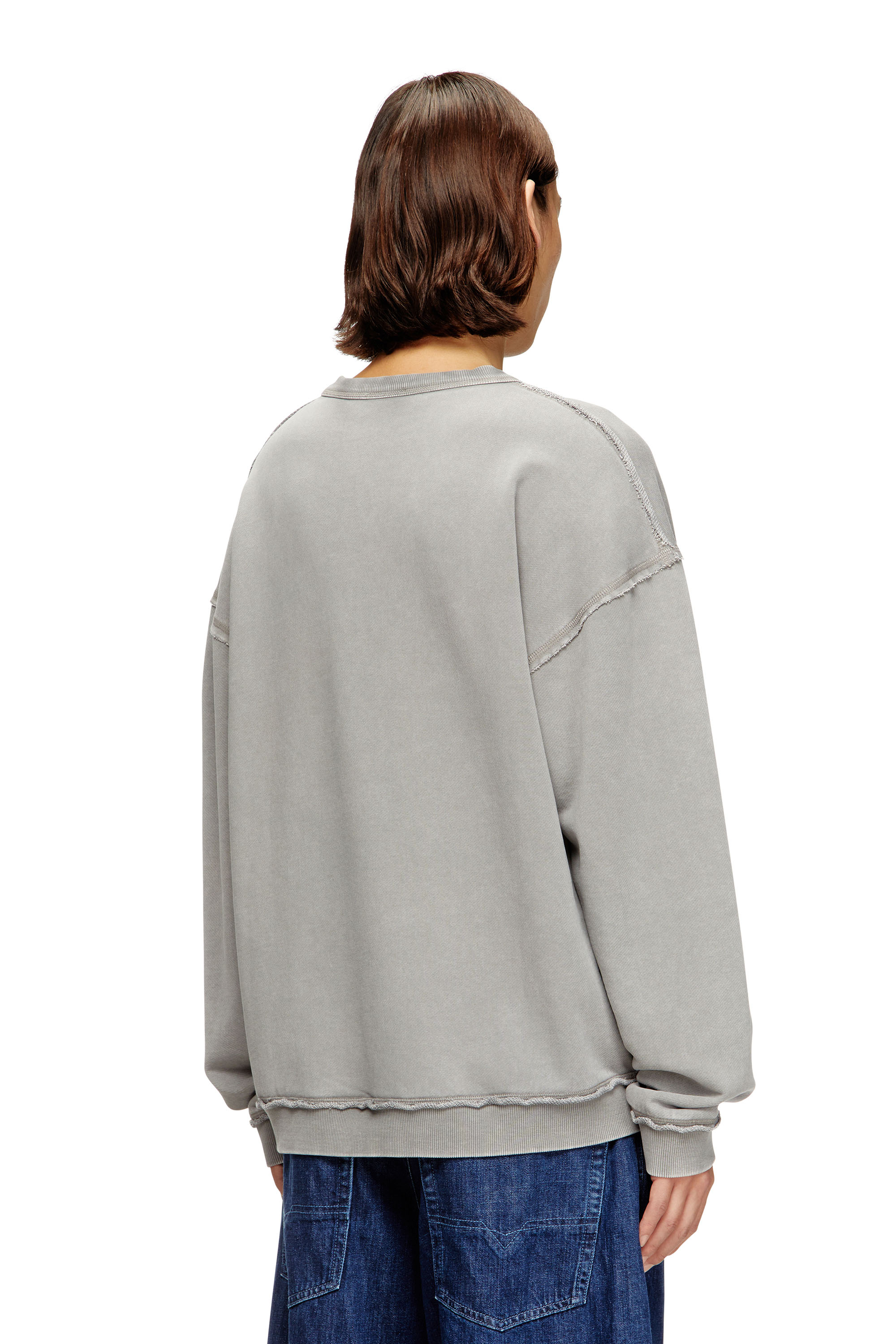 Diesel - S-BOXT-RAW-V1, Sweat-shirt en coton avec logo appliqué Homme in Gris - 4