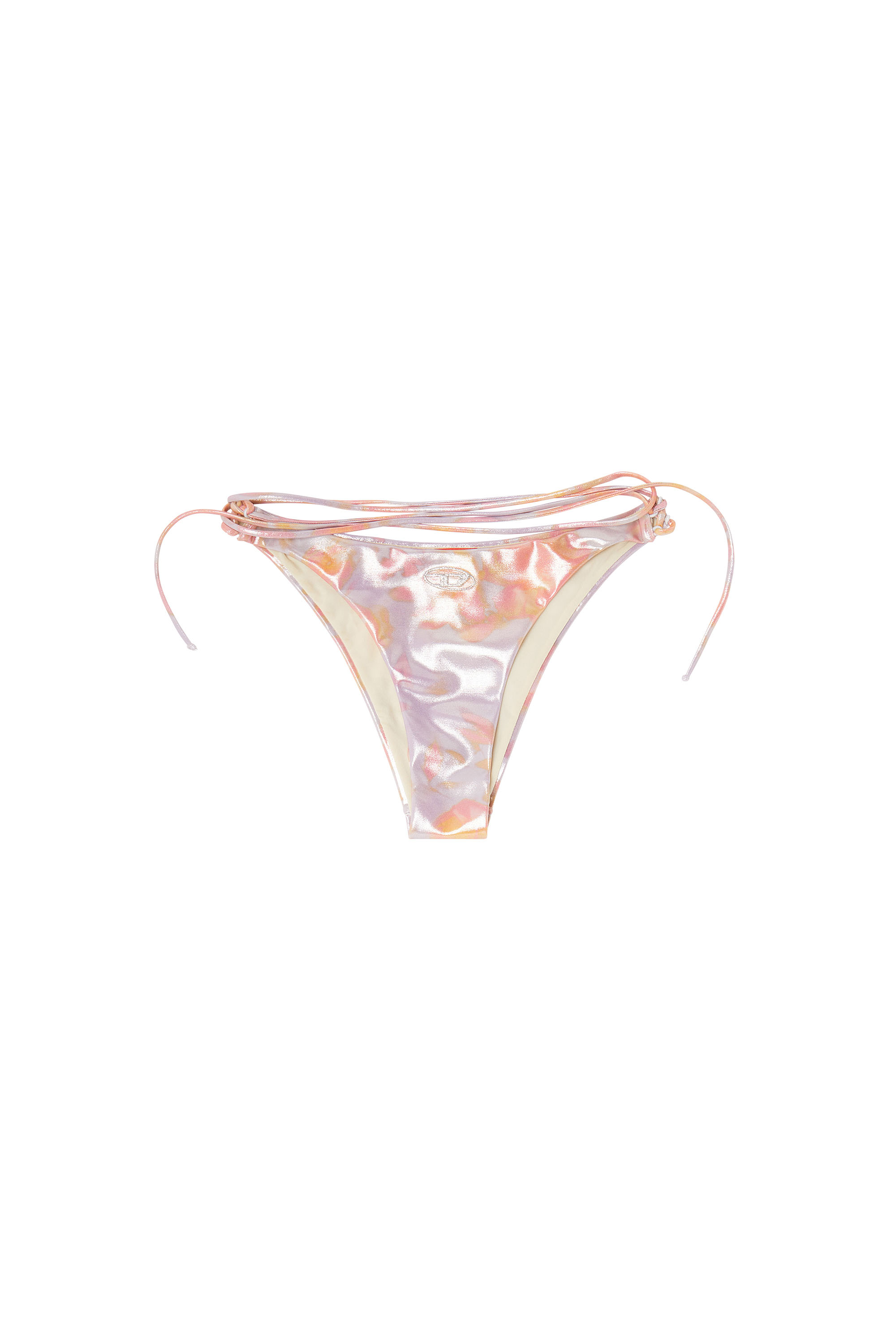 Diesel - GIUSY-UTLT, Bas de bikini &agrave; brides m&eacute;talliques imprim&eacute; floral Femme in Violet - 3