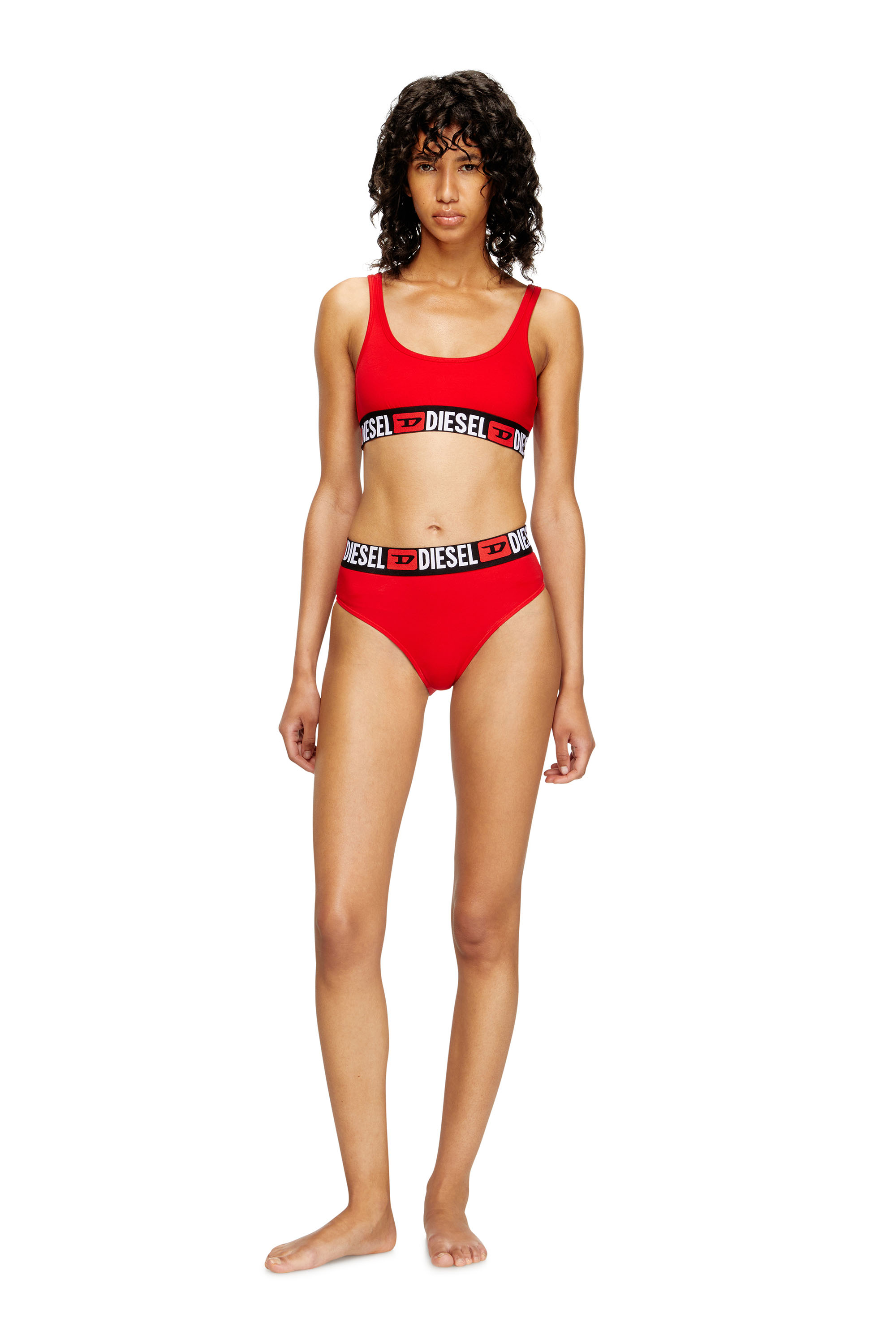 Diesel - UFSB-ORIBA, Damen Bralette mit Logoband in Rot - 2