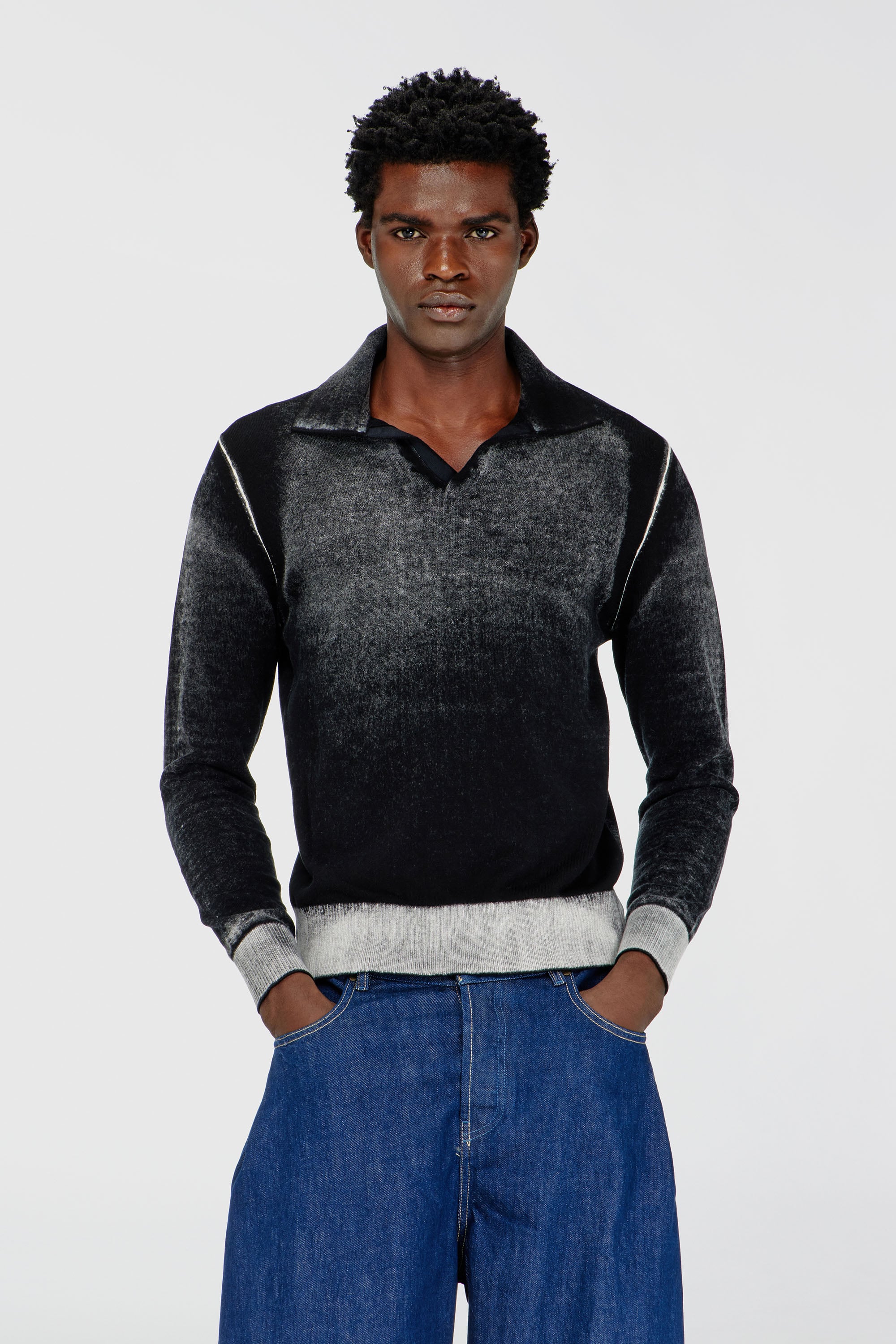 Diesel - K-LORENZO, Maglia polo stampata al contrario Uomo in Nero - 1
