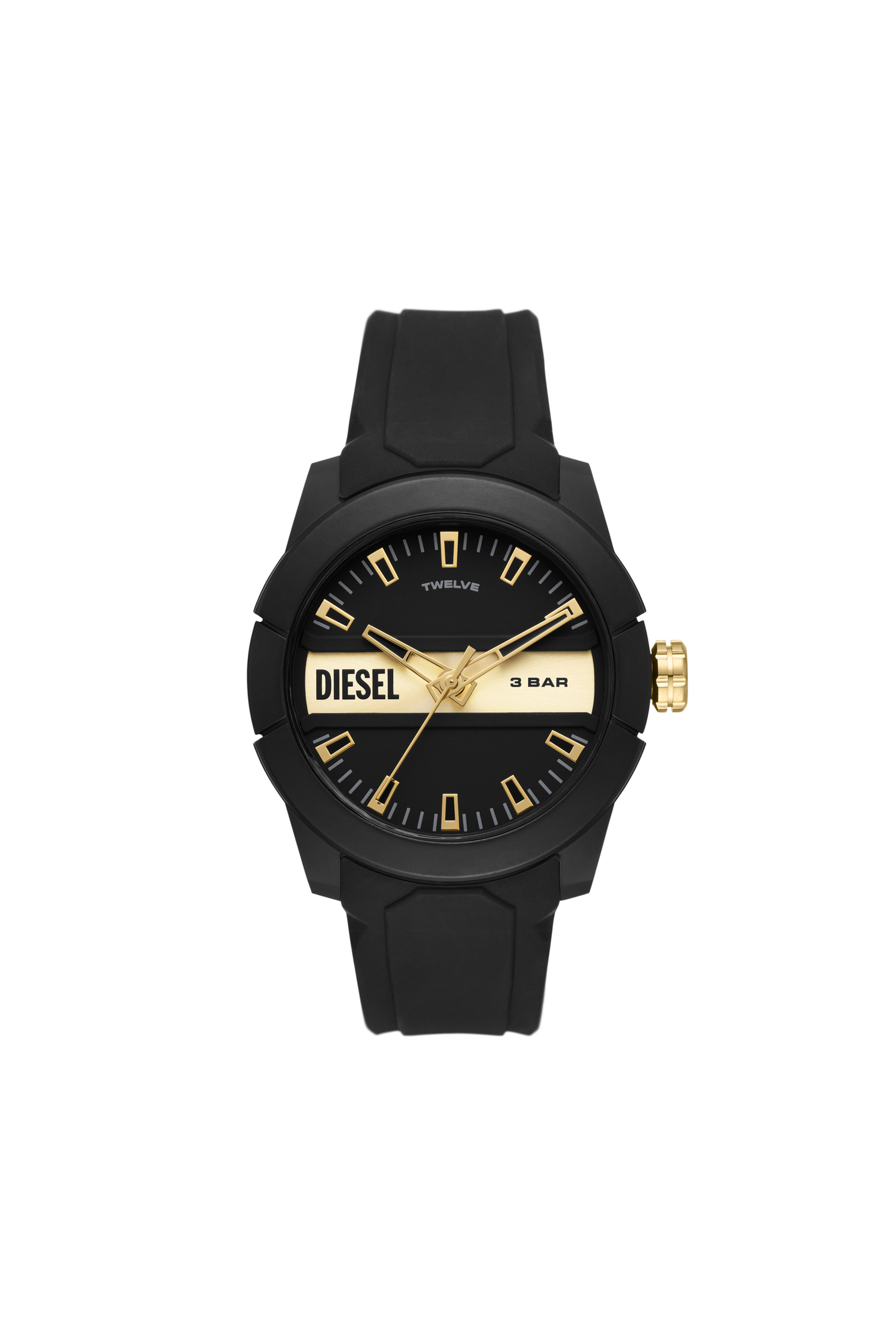 Diesel - DZ1997, Unisex Double Up Uhr mit schwarzem Silikonarmband in Schwarz - 1
