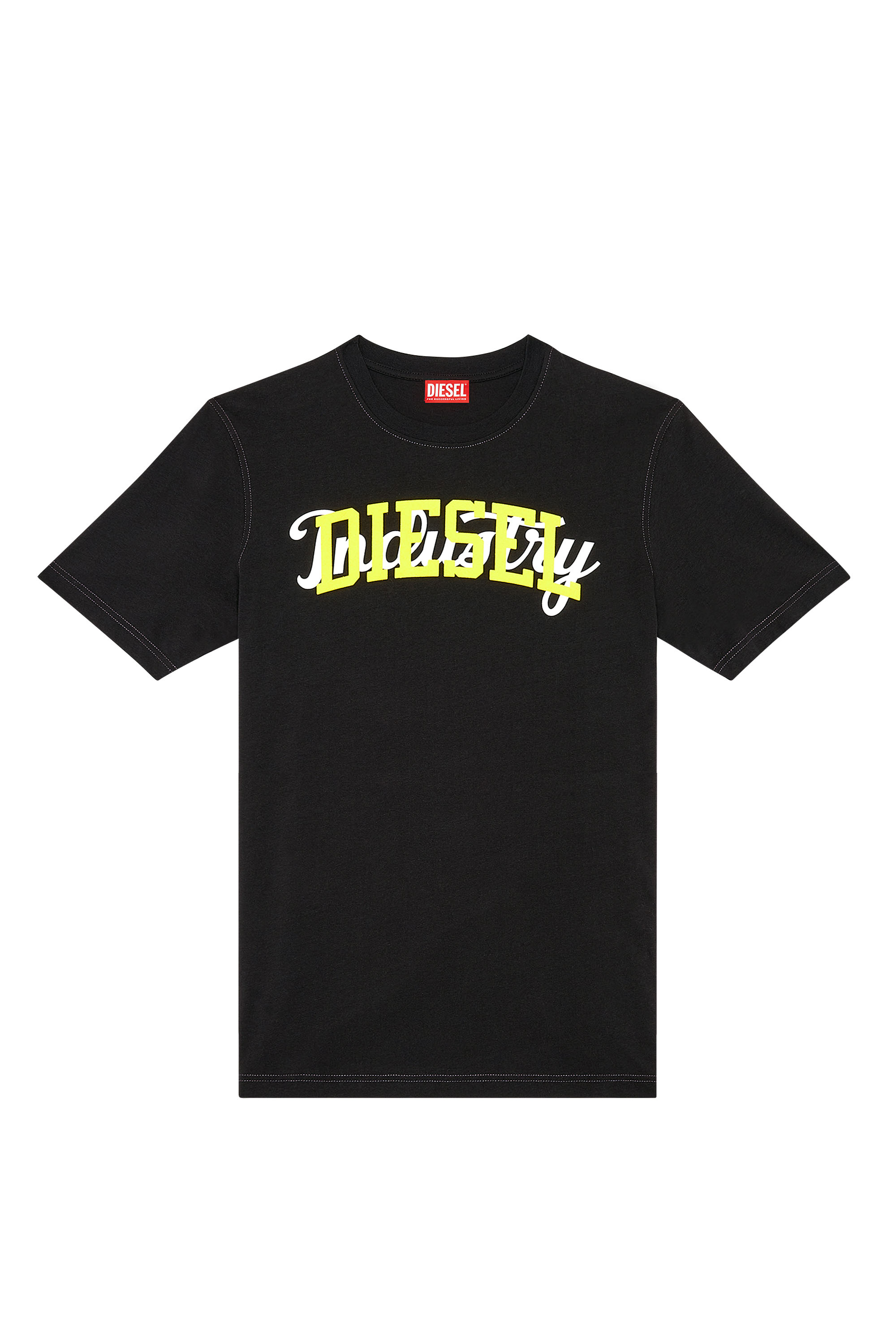Diesel - T-JUST-N10, Man T-shirt with contrasting Diesel prints in Black - Image 3