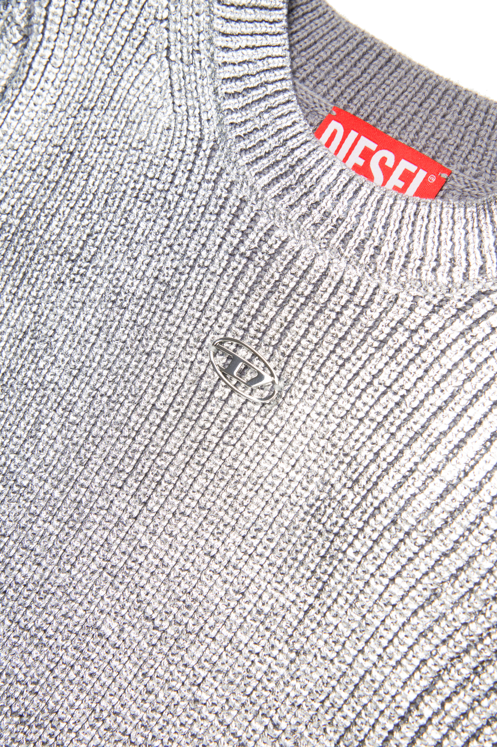 Diesel - KSILV, Damen Metallic-Pullover aus einer Wollmischung in Silber - Image 4