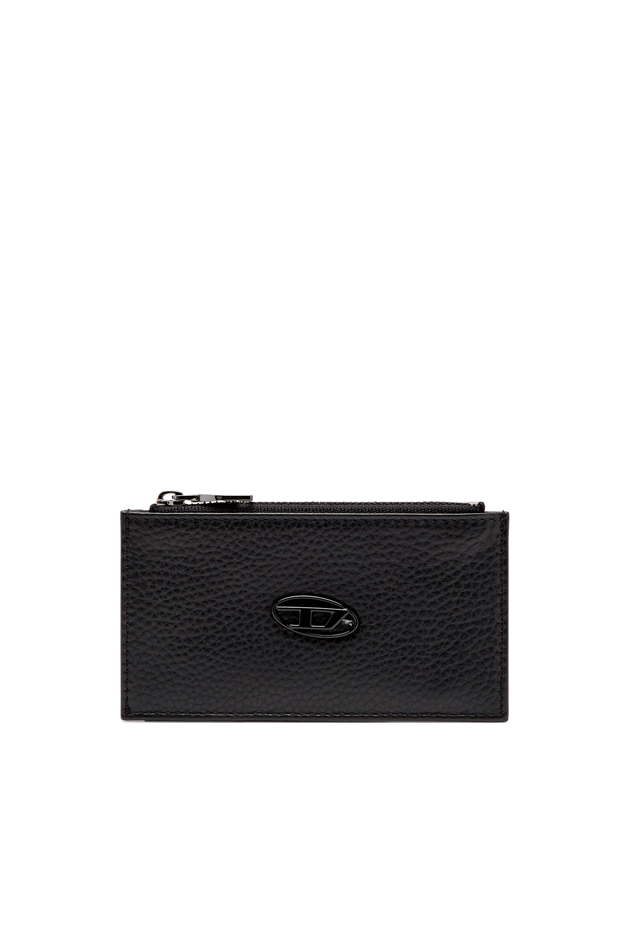 Diesel - HISSU EVO CARD HOLDER III, Flat card holder in grainy leather Uomo in Nero - 1