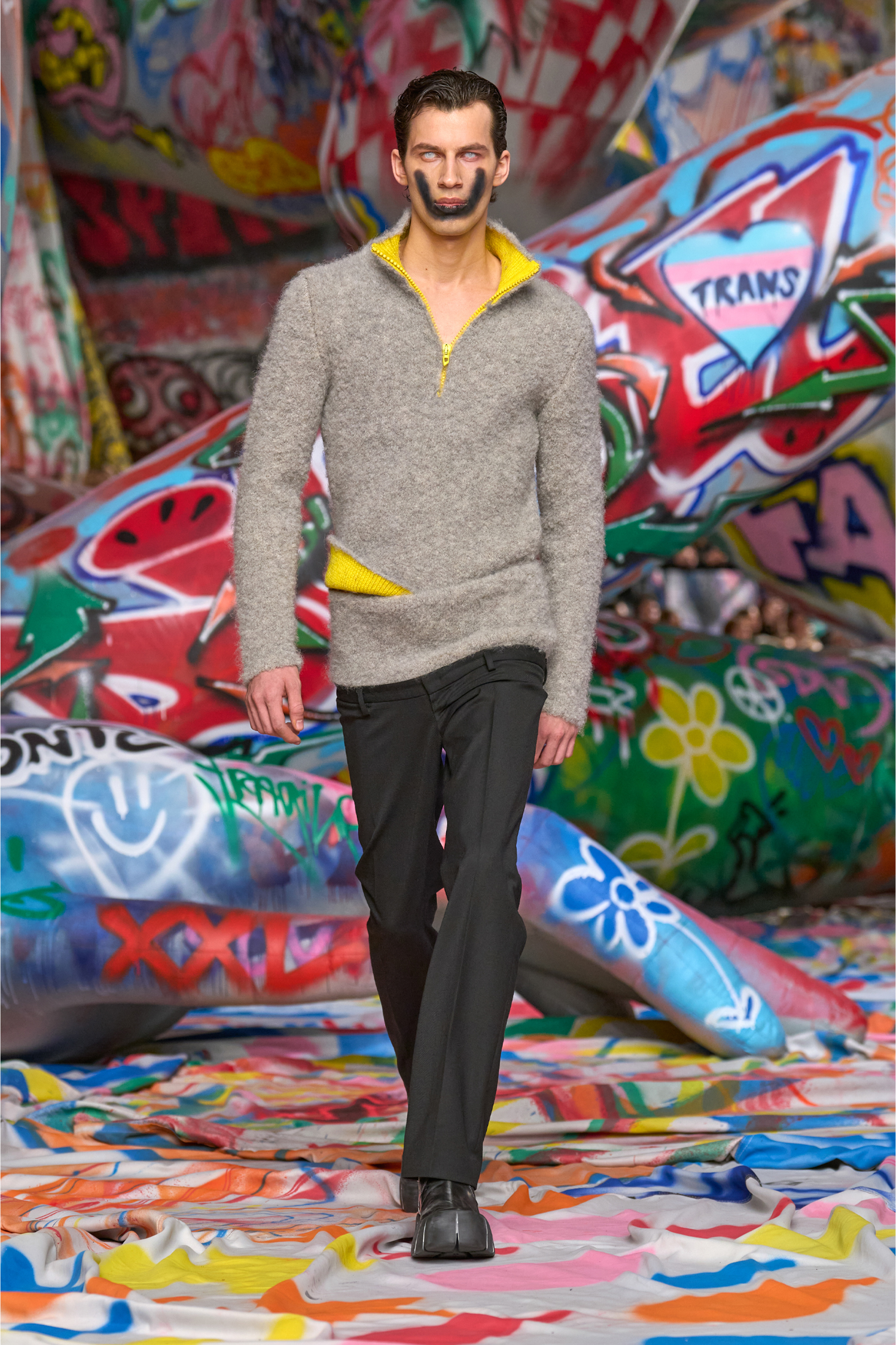 Diesel - K-ELLER, Pull demi-zippé avec intérieur contrasté Homme in Gris - 3