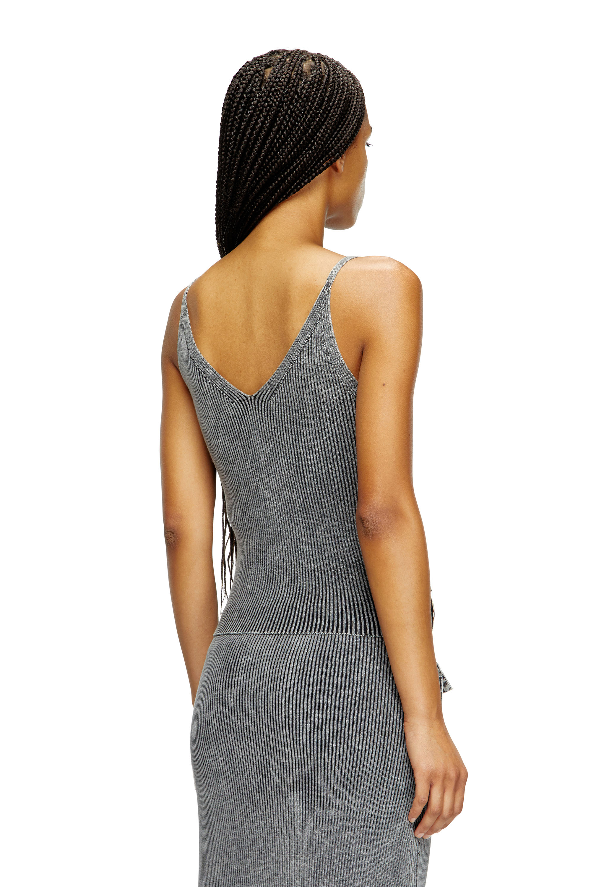 Diesel - M-MELLY, Tank top in maglia con tasche in denim Donna in Grigio - 4