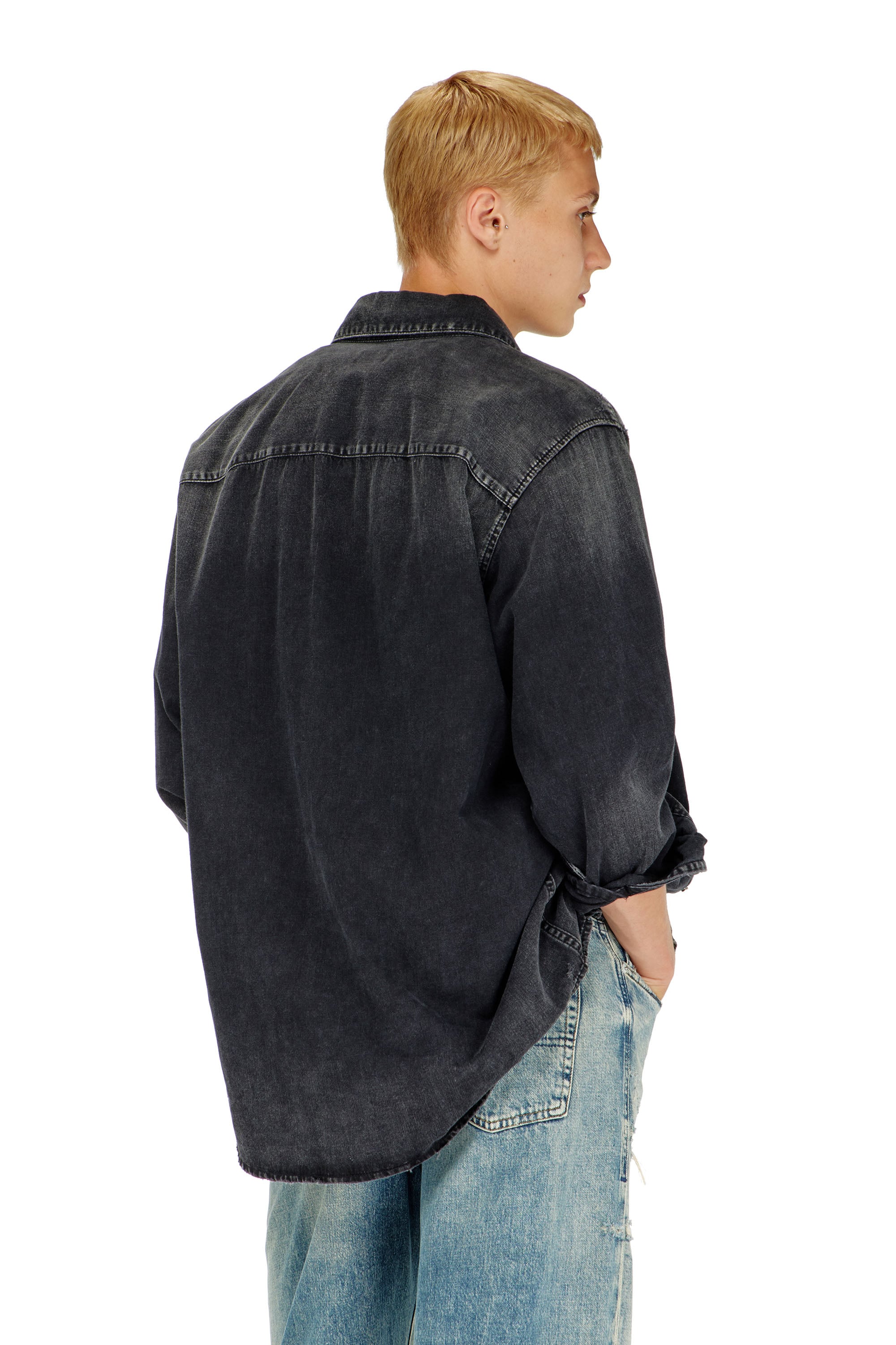 Diesel - D-SIMPLY, Herren Lang&auml;rmeliges Denimhemd in Schwarz - 4