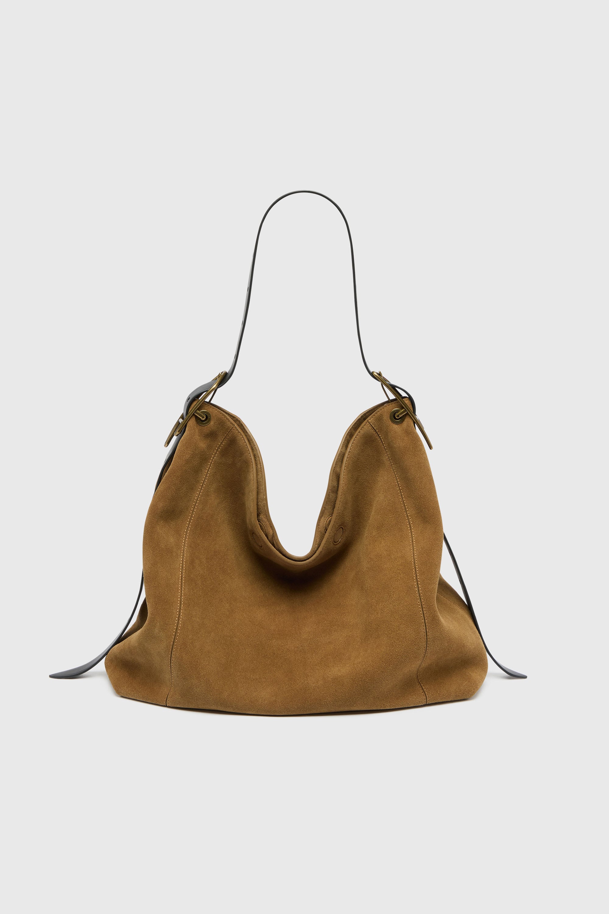 Diesel - D-LINE HOBO L, Damen D-Line Hobo-Tasche aus gewachstem Veloursleder in Hellbraun - 2