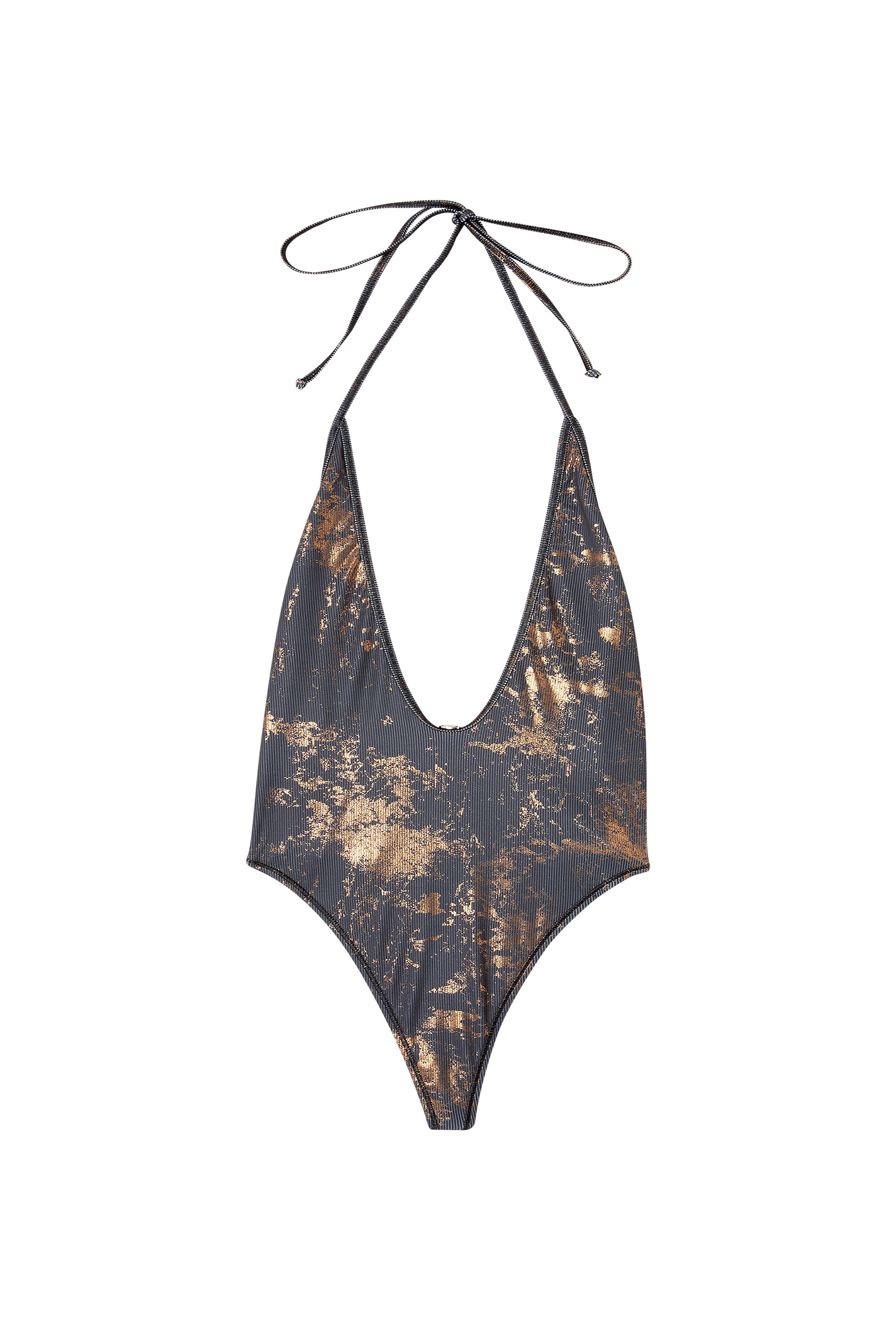 Diesel - AUDREY-UTLT, Maillot de bain &agrave; finition m&eacute;tallis&eacute;e Femme in Gris - 4