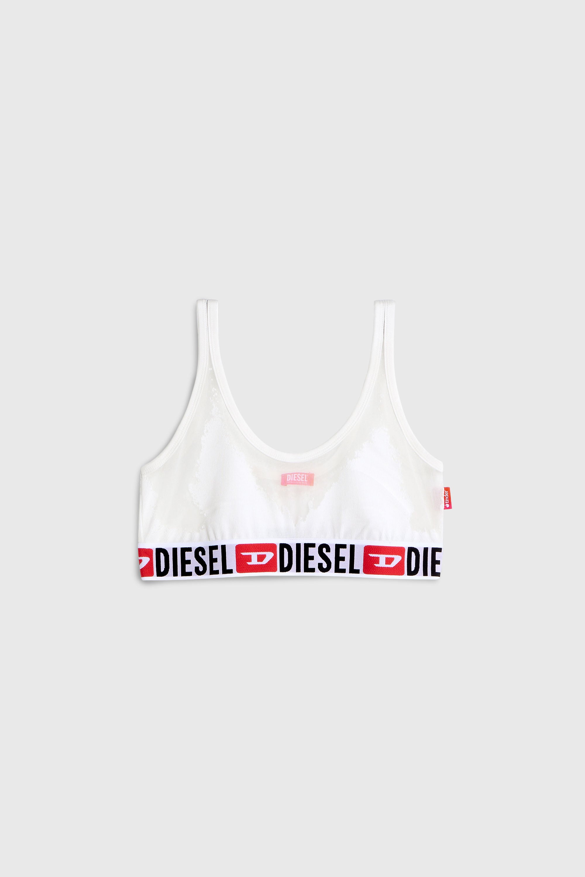 Diesel - PR-ORIBA-D-CORE, Bralette con effetto devor&eacute; trasparente Donna in Bianco - 1