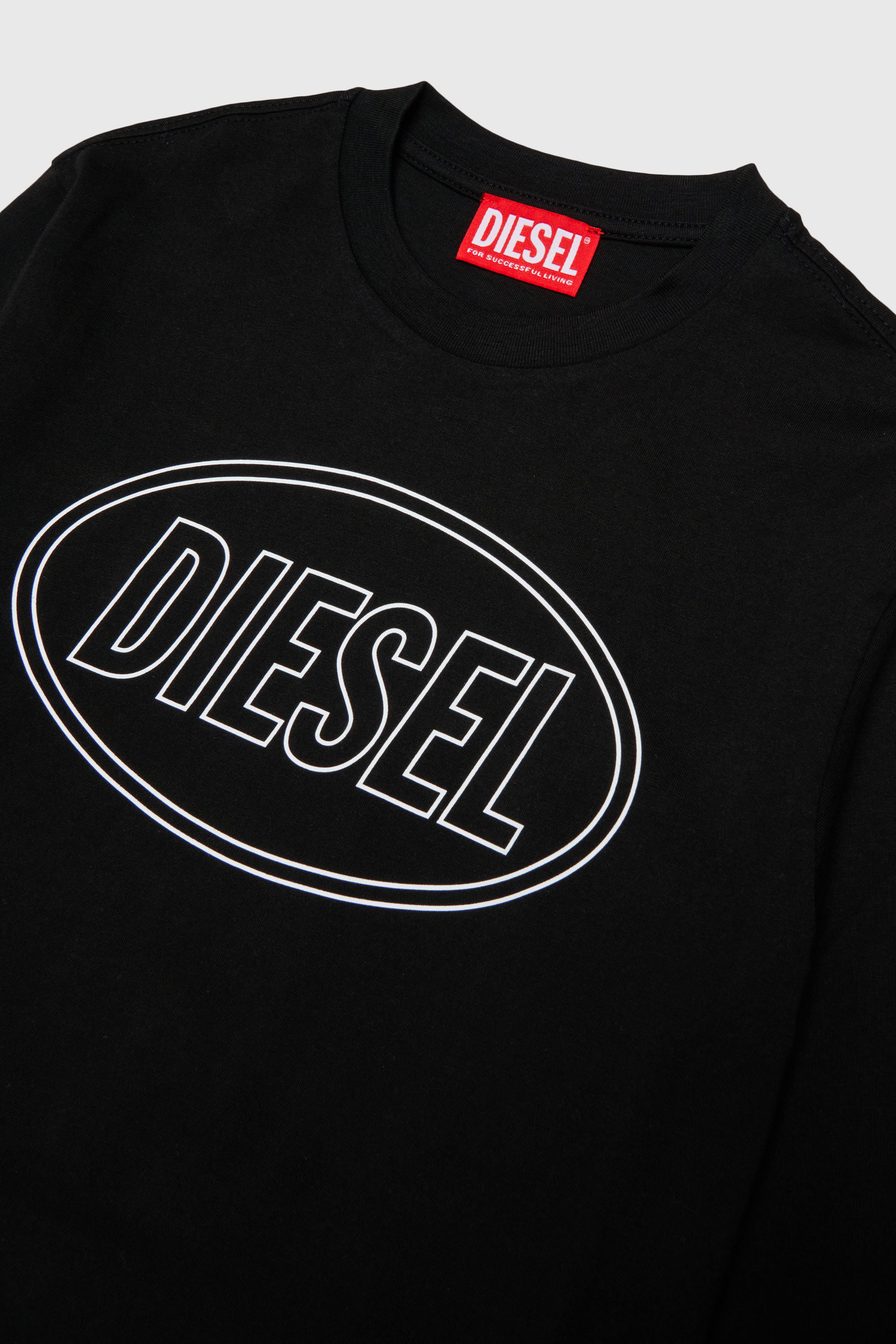 Diesel - TCIRCLELS OVER, T-shirt a manica lunga con logo Oval D Uomo in Nero - 3