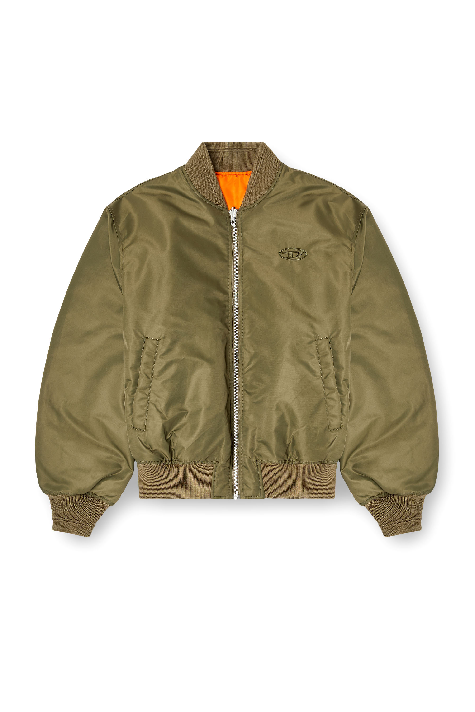 Diesel - W-TYPE-D1, Herren Gesteppte Bomberjacke mit Oval-D-Stickerei in Gr&uuml;n/Orange - 2
