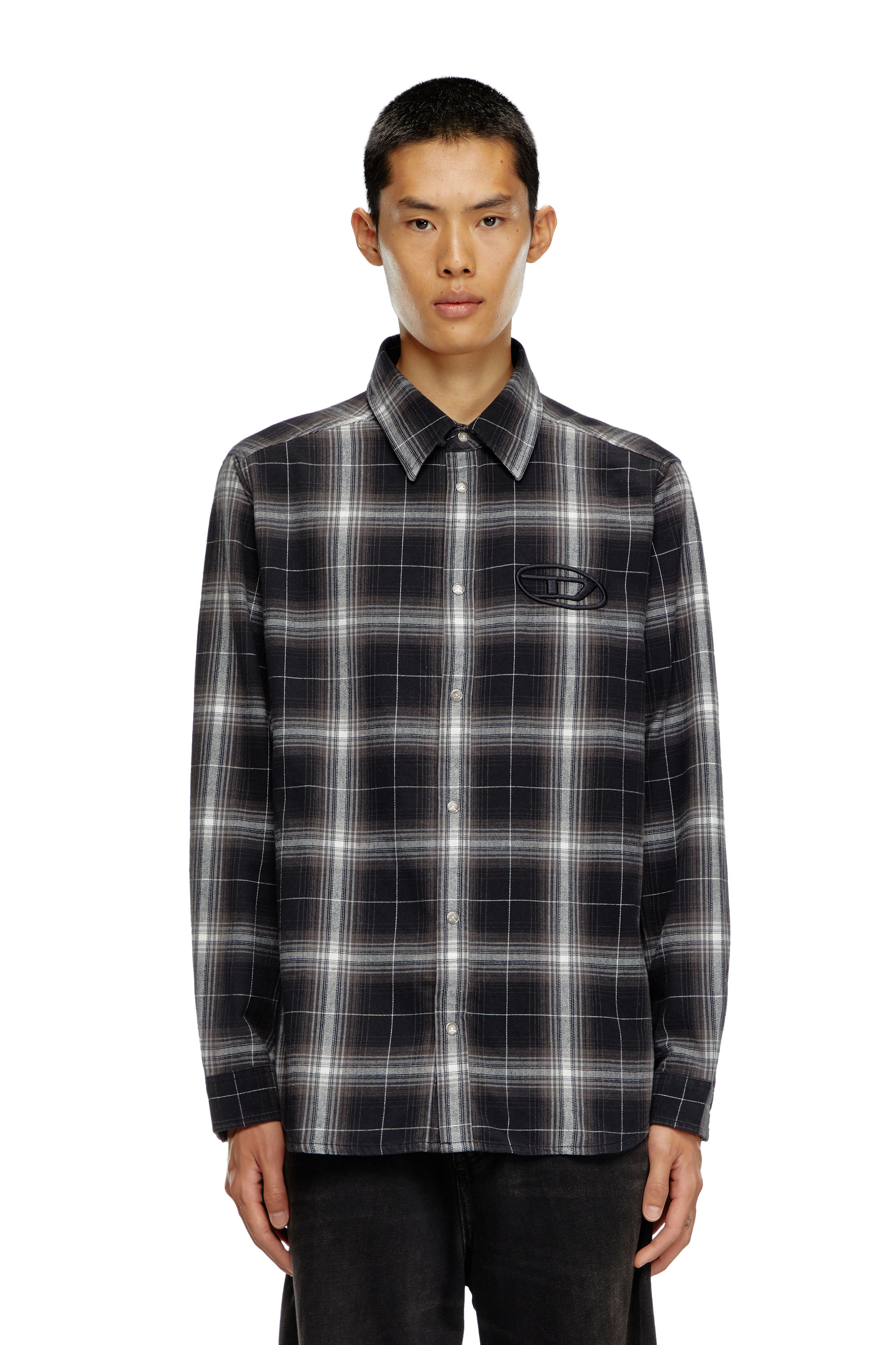 Diesel - S-SIMPLY-A, Man Check flannel shirt in Black - Image 4